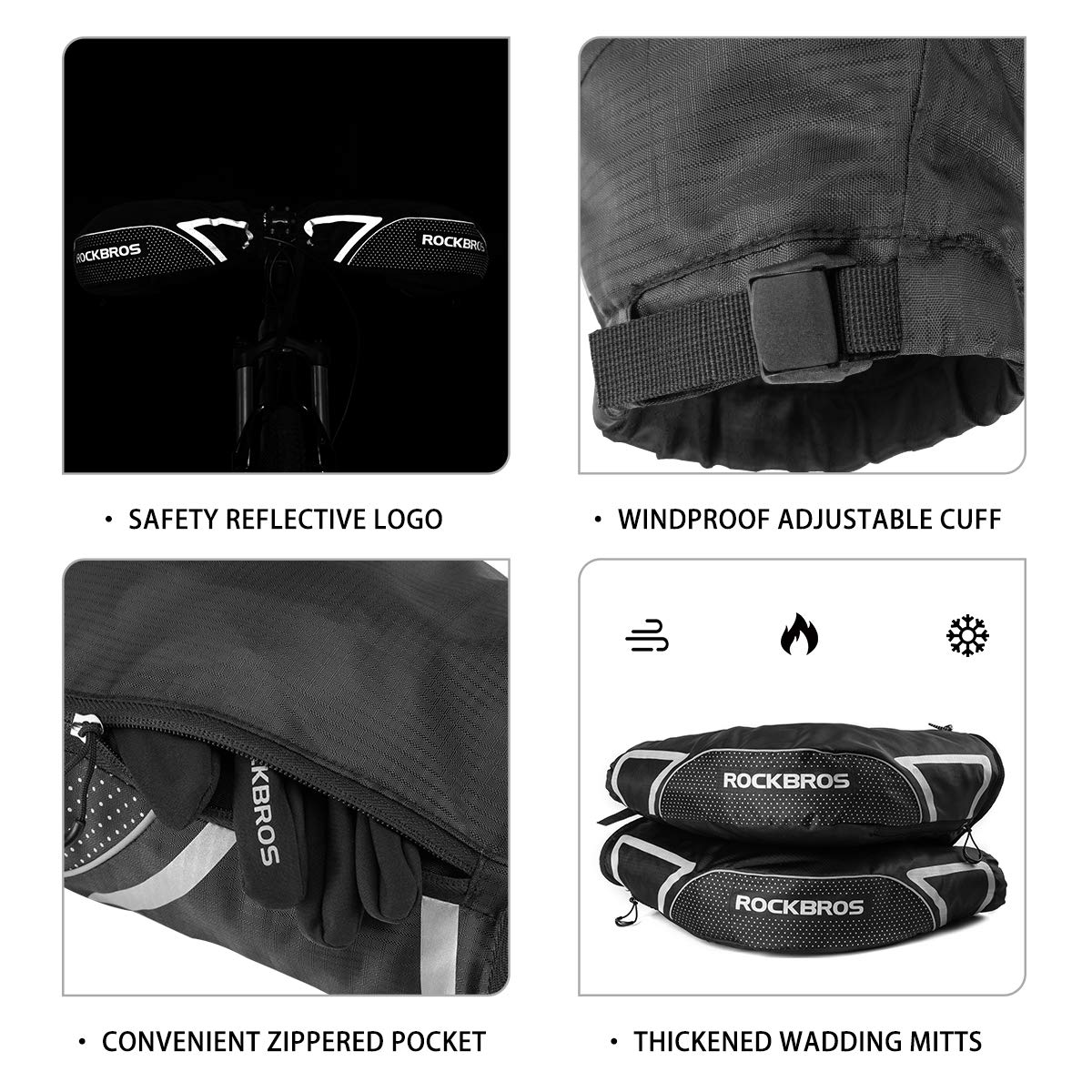 ROCKBROS Bike Handlebar Gloves Thermal Cycling Gloves Windproof Waterproof #Style_Style 1
