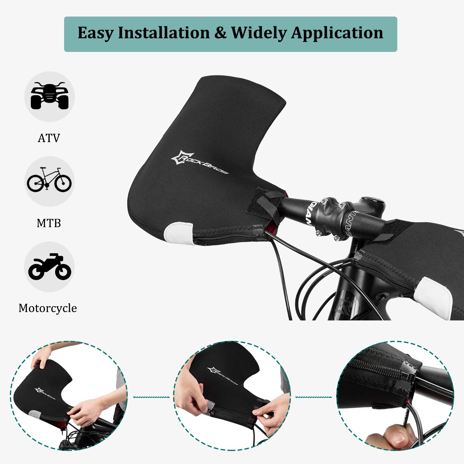 ROCKBROS Bike Handlebar Gloves Thermal Cycling Gloves Windproof Waterproof #Style_Style 2