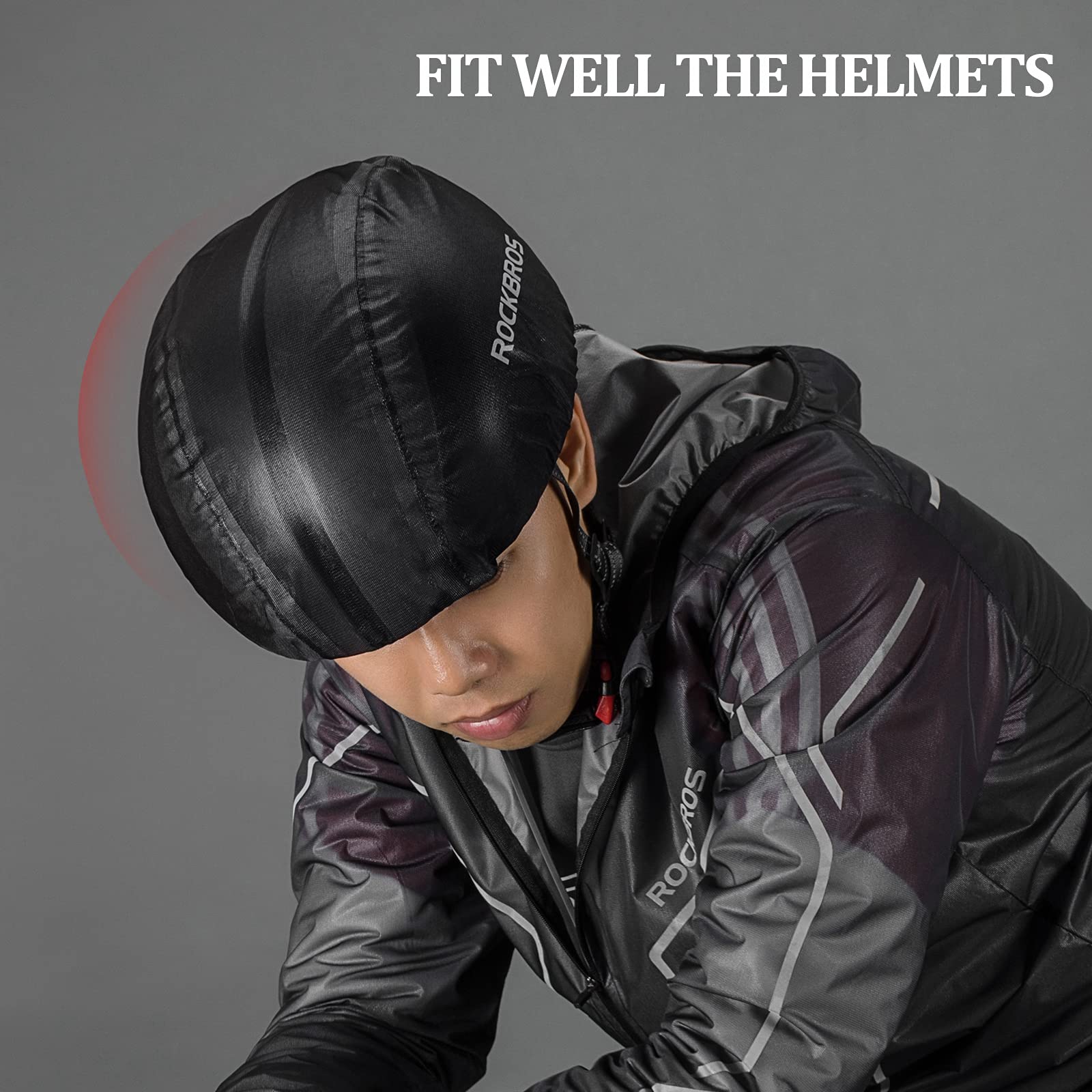 ROCKBROS Bike Helmet Cover with Reflective Logo Rainproof & Dustproof #Color_Black