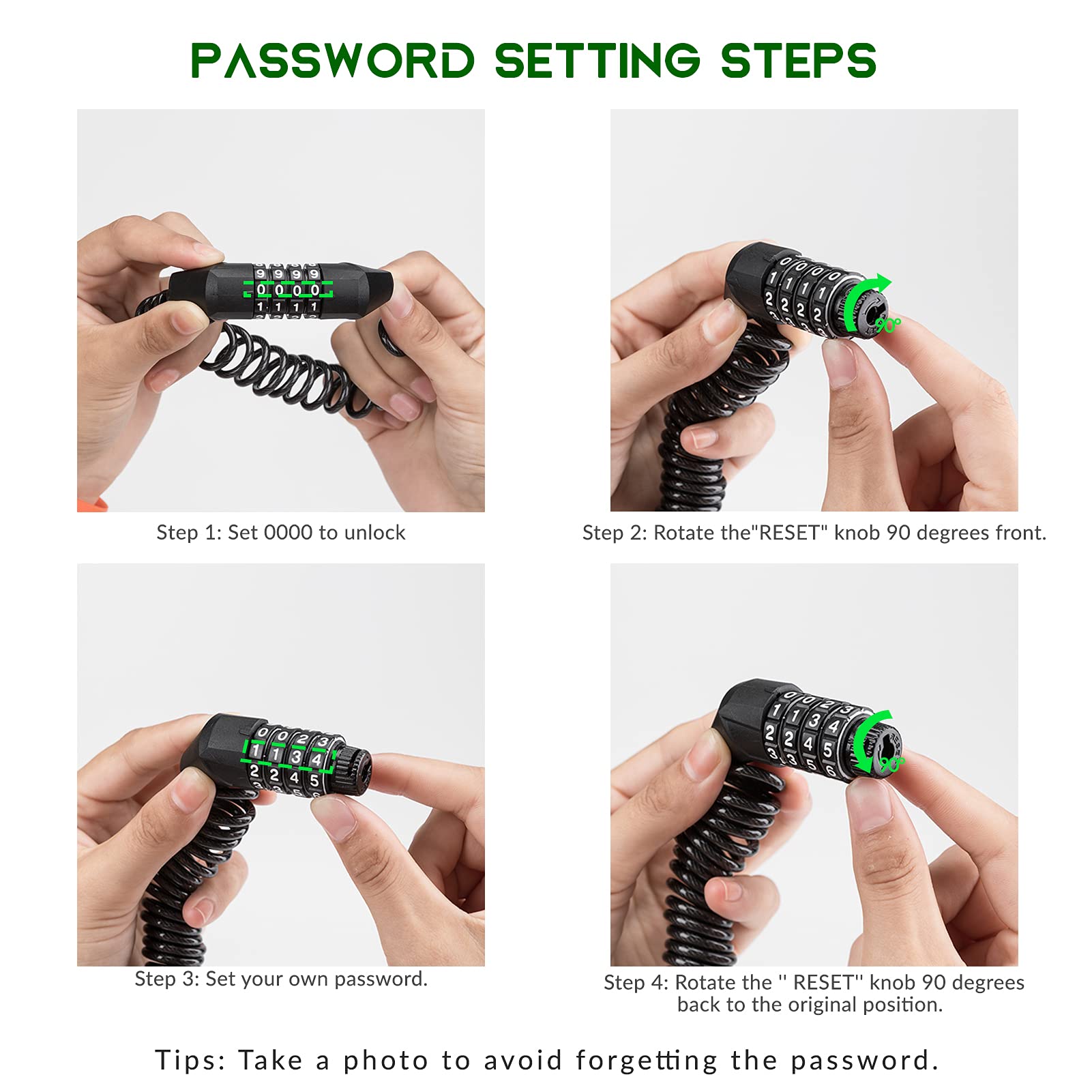 ROCKBROS Bike Helmet Lock Mini Cable Lock 1.5m Bicycle Security Password