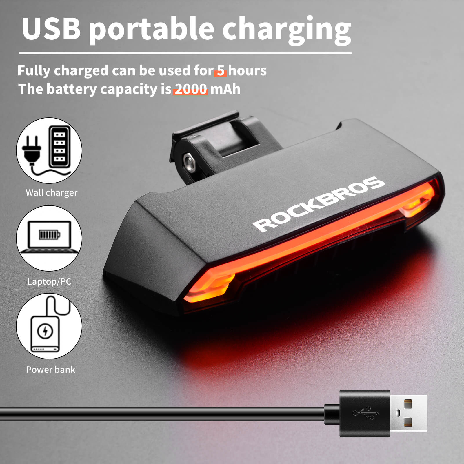ROCKBROS Bike Laser Rear Light