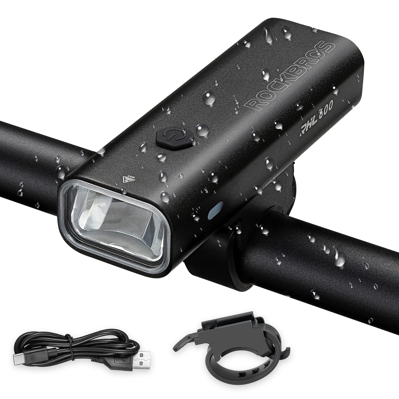 ROCKBROS Bike Light 600 Lumens USB Rechargeable Bike Headlight Super Bright #Color_Black