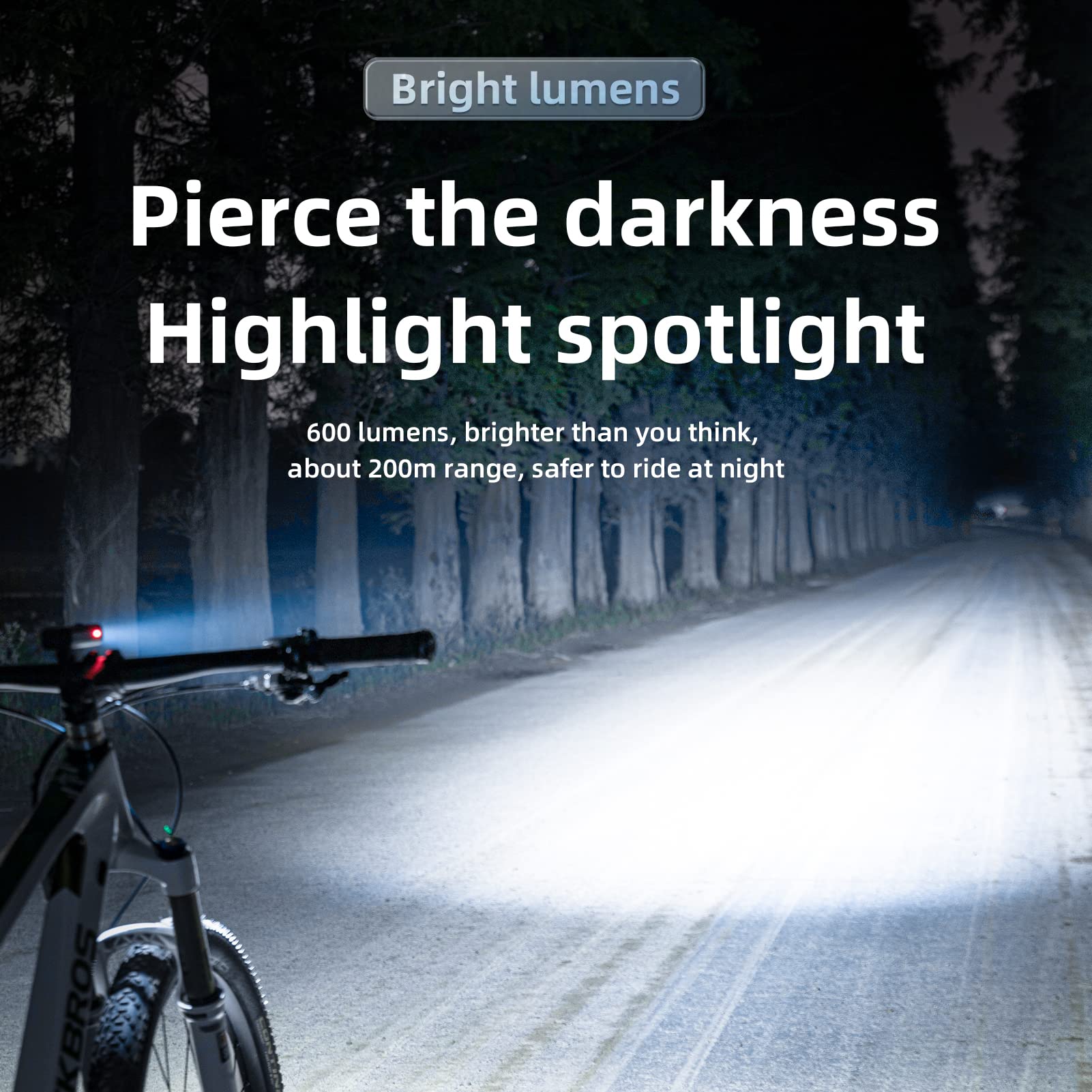 ROCKBROS Bike Light 600 Lumens USB Rechargeable Bike Headlight Super Bright #Type_RHL600