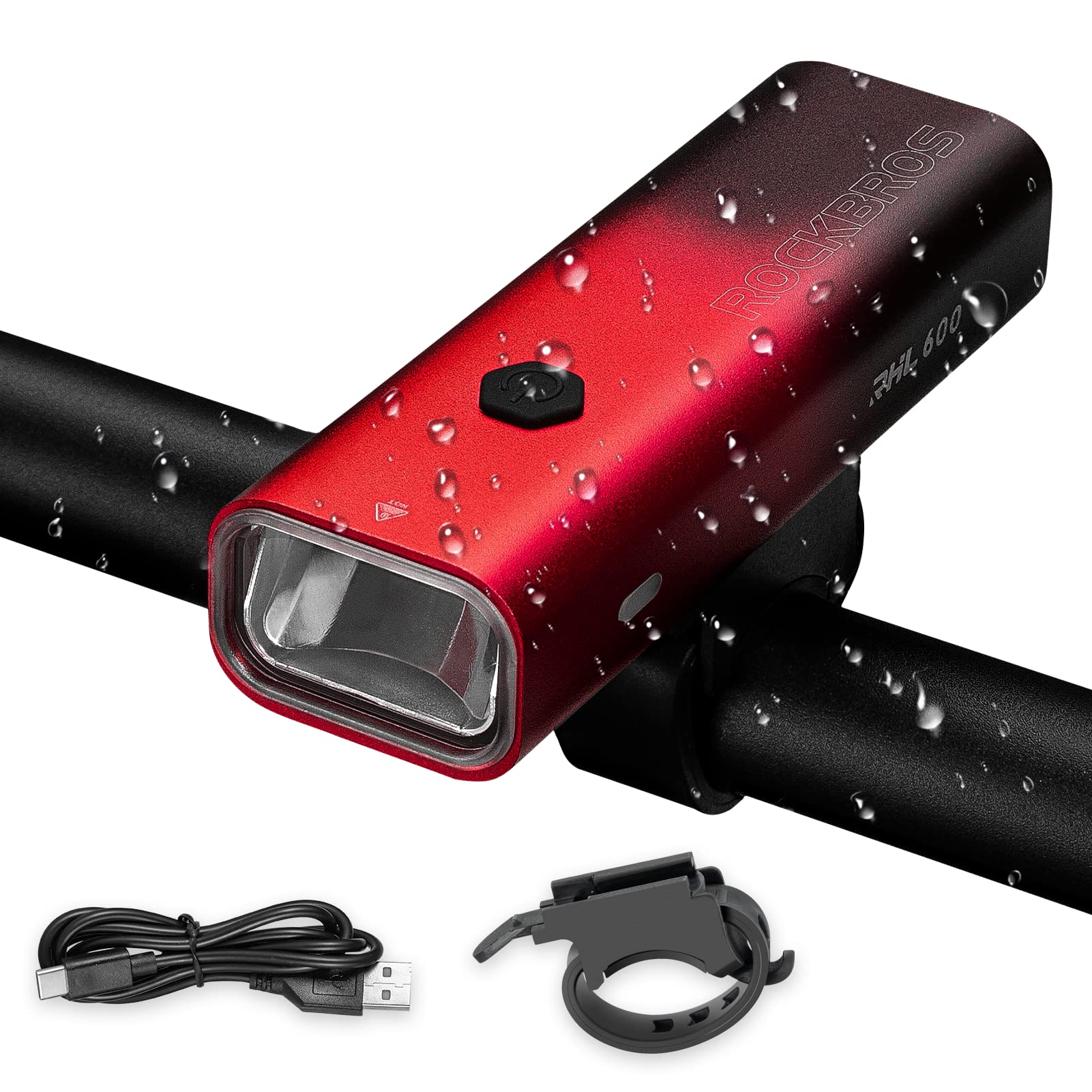 ROCKBROS Bike Light 600 Lumens USB Rechargeable Bike Headlight Super Bright #Type_RHL600
