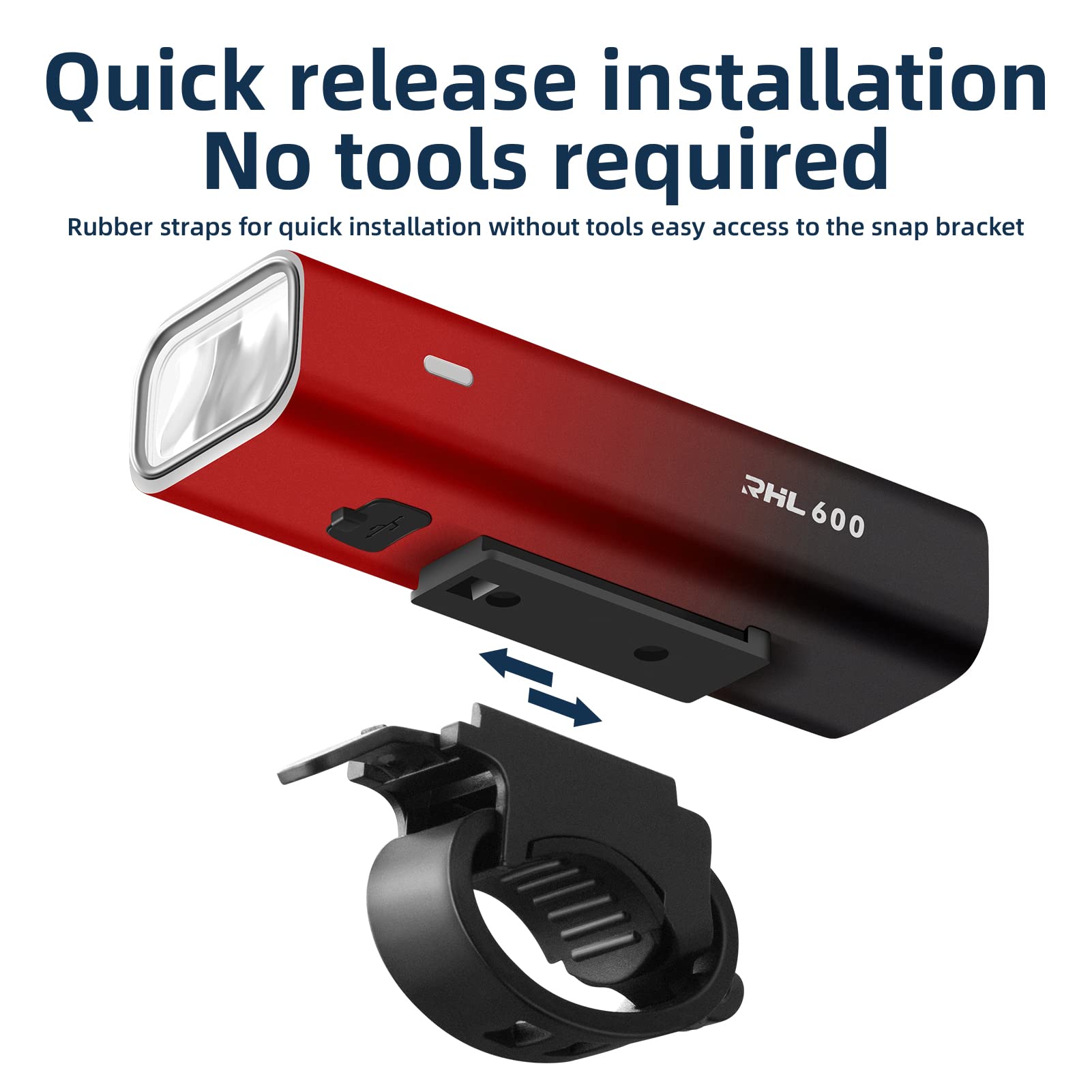 ROCKBROS Bike Light 600 Lumens USB Rechargeable Bike Headlight Super Bright #Type_RHL600