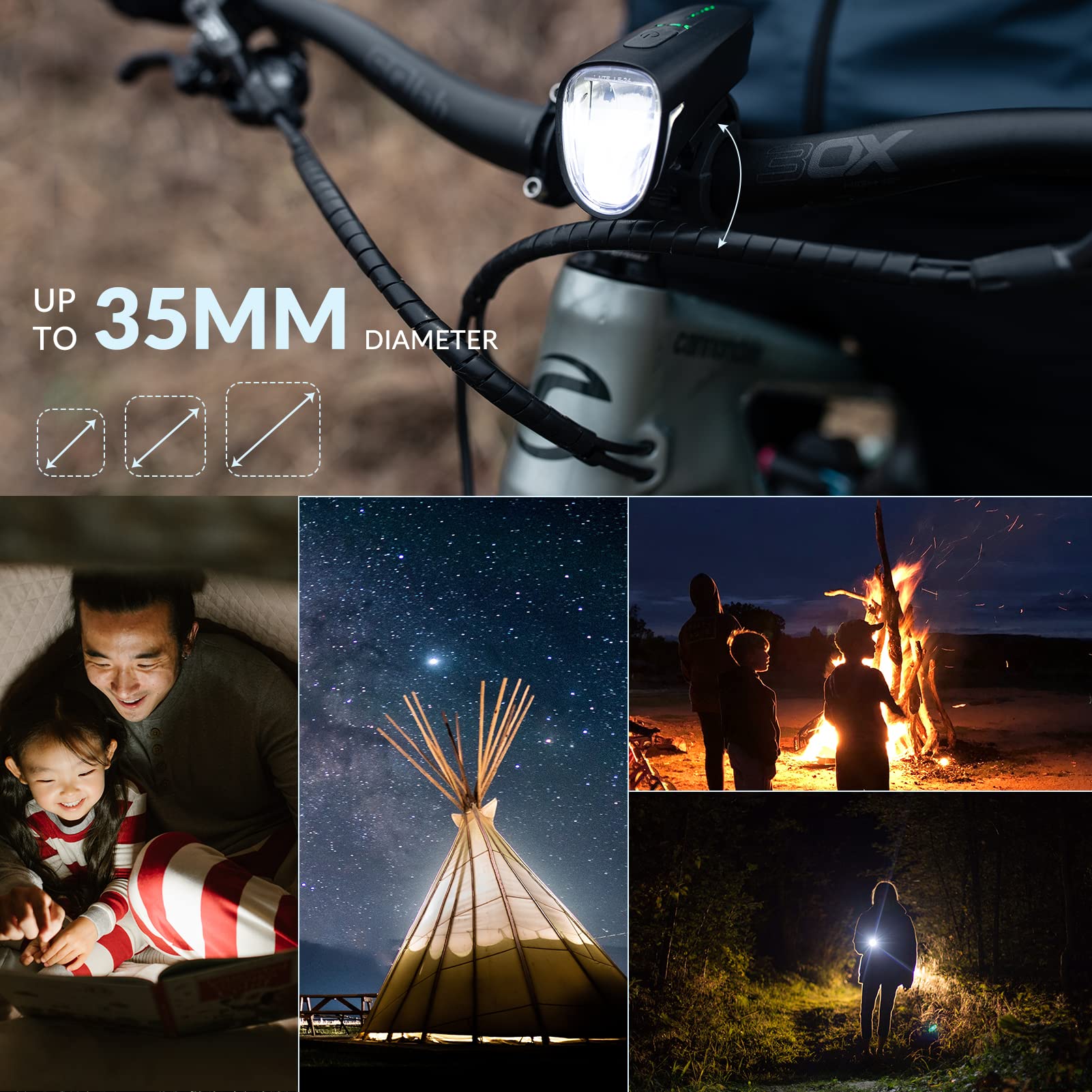 ROCKBROS Bike Light Set LED Headlight and Taillight IPX5 Waterproof Design