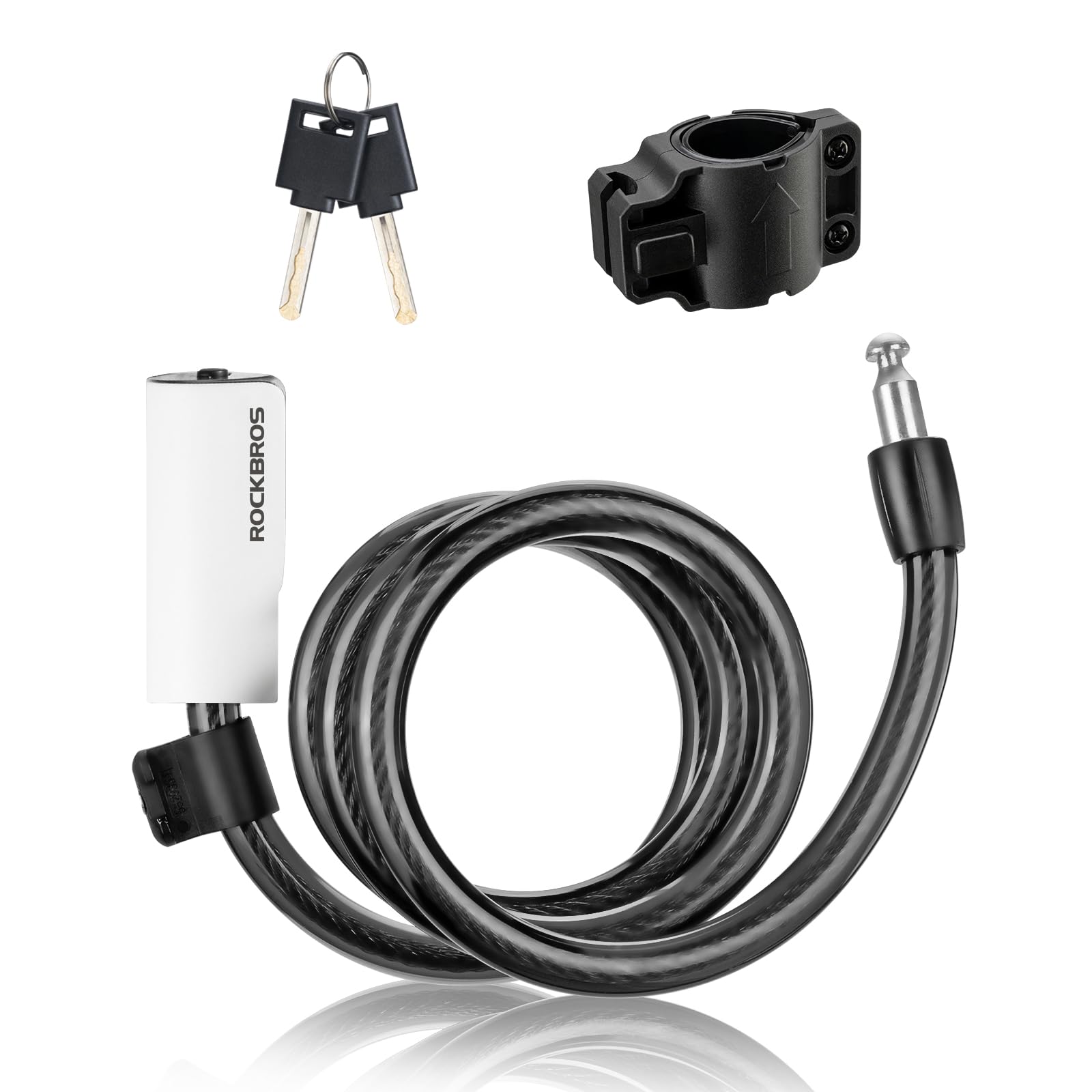 ROCKBROS Bike Locks High Security Lock for Bicycle Heavy Duty Cycling Locks #Color_White