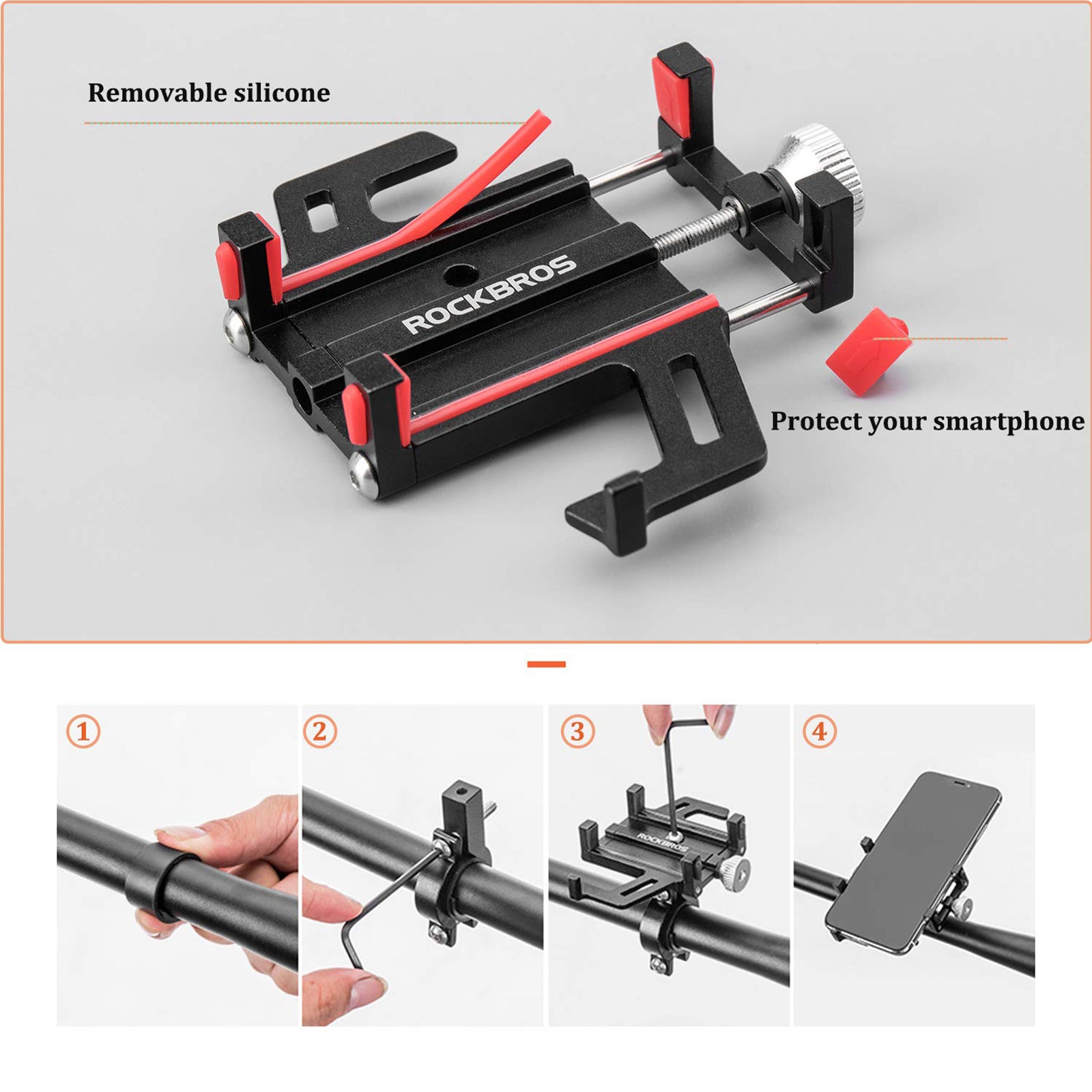 ROCKBROS Bike Mobile Phone Holder CNC Aluminum Bracket Five Claws Phone Holder - ROCKBROS-UK