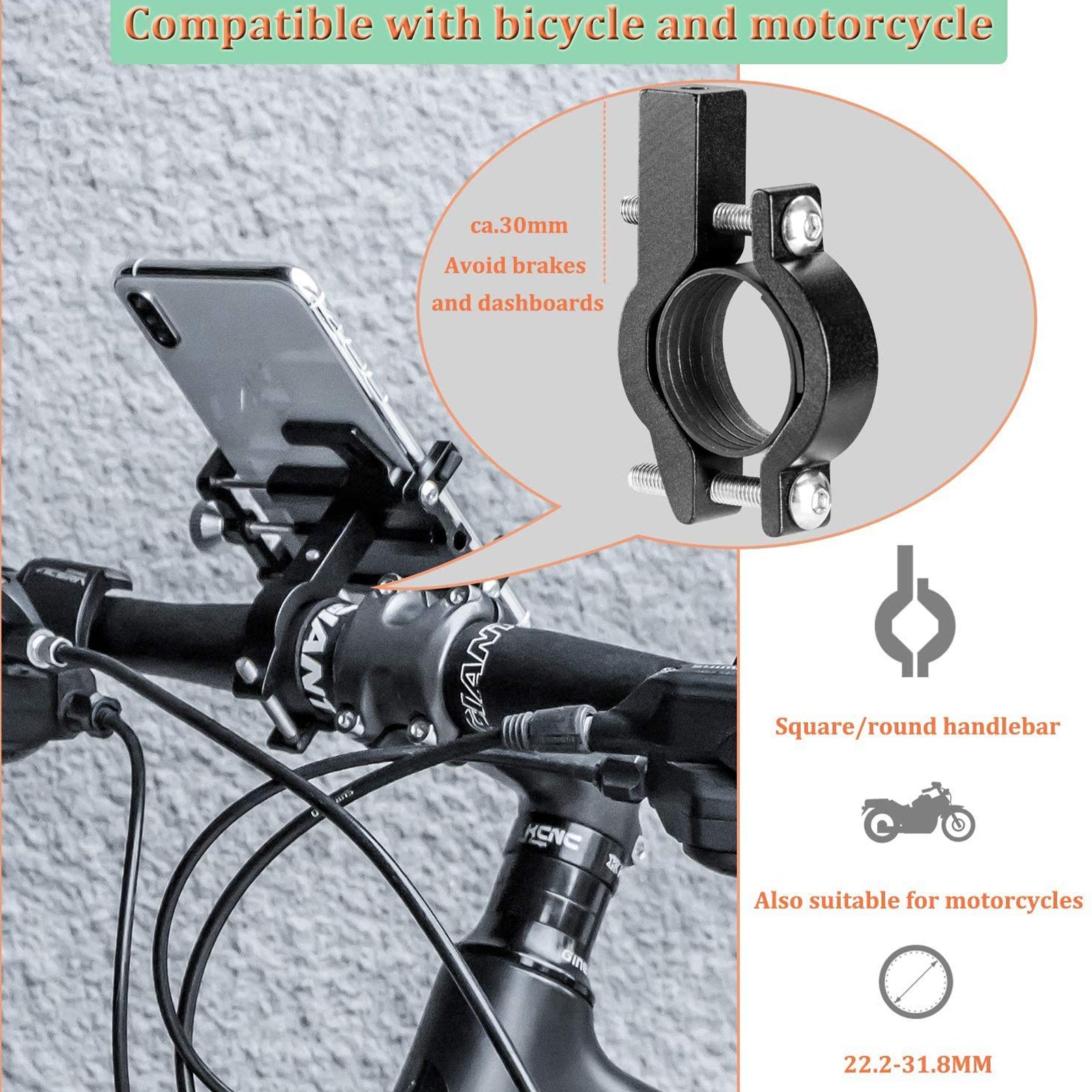 ROCKBROS Bike Mobile Phone Holder CNC Aluminum Bracket Five Claws Phone Holder - ROCKBROS-UK