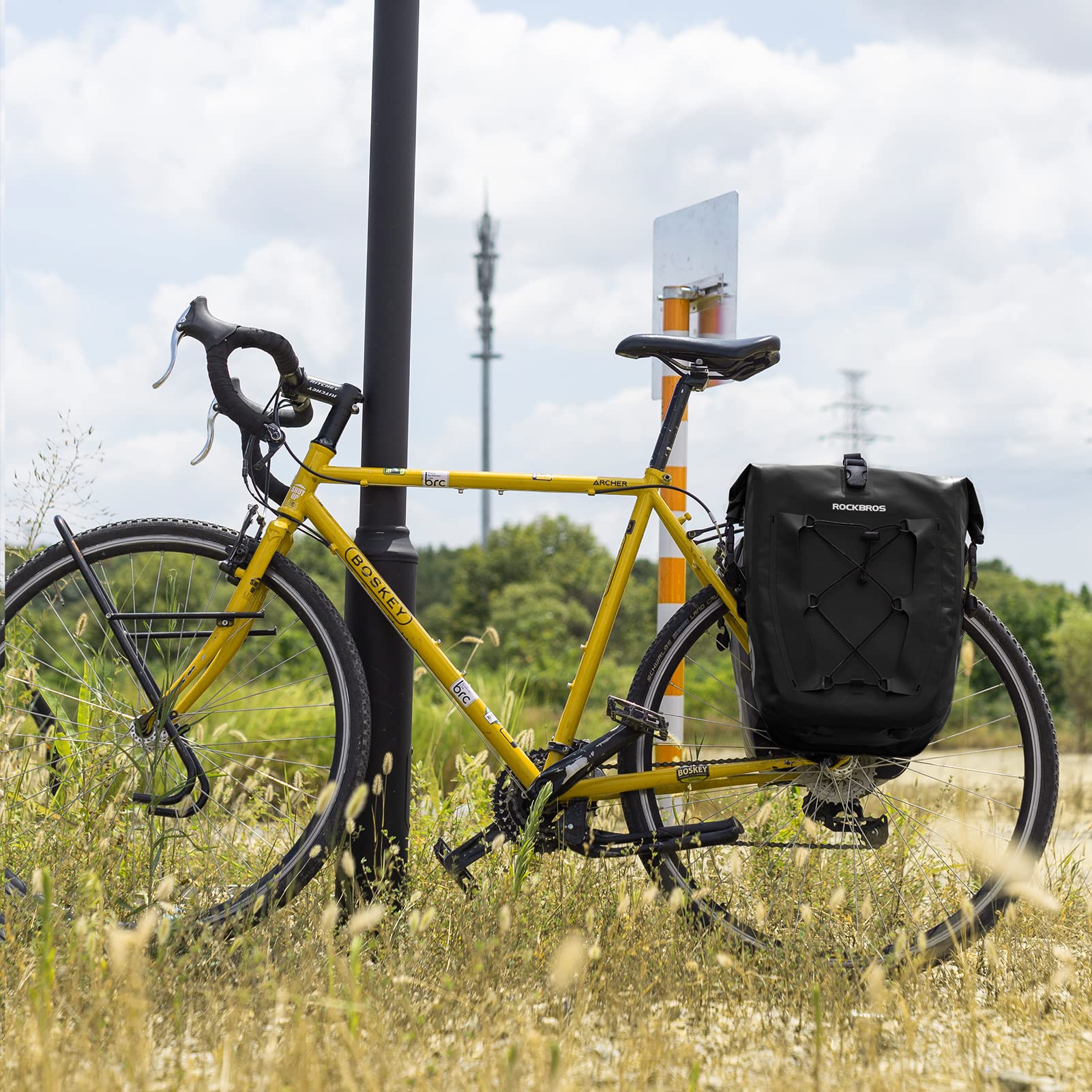 ROCKBROS Bike Pannier Bag 25L 32L 100% Waterproof Rear Rack Bike Bag #Style_Black