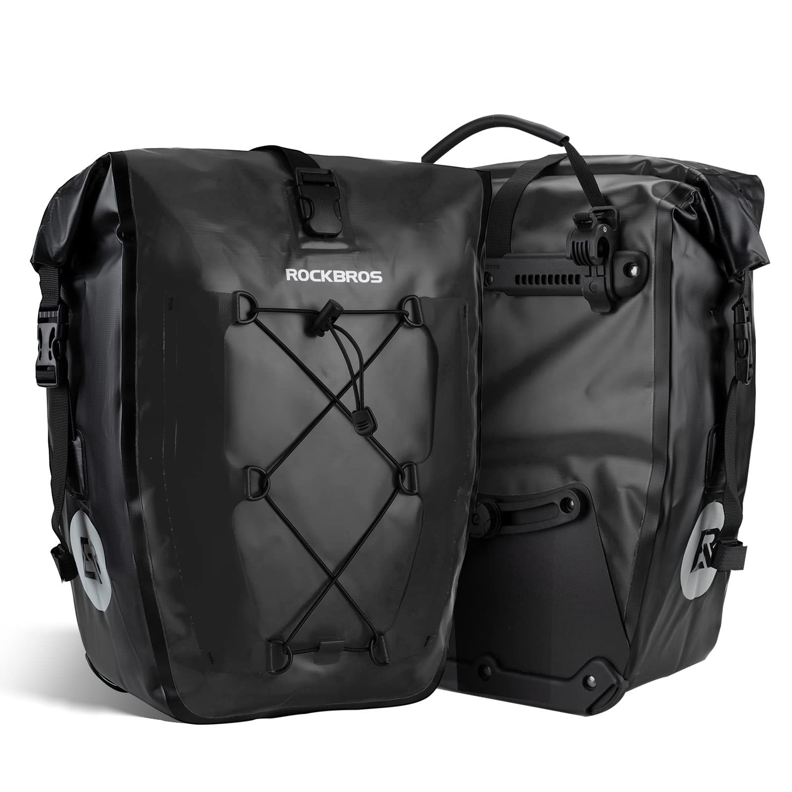 ROCKBROS Bike Pannier Bag 25L 32L 100% Waterproof Rear Rack Bike Bag Black #Style_Black-2pcs