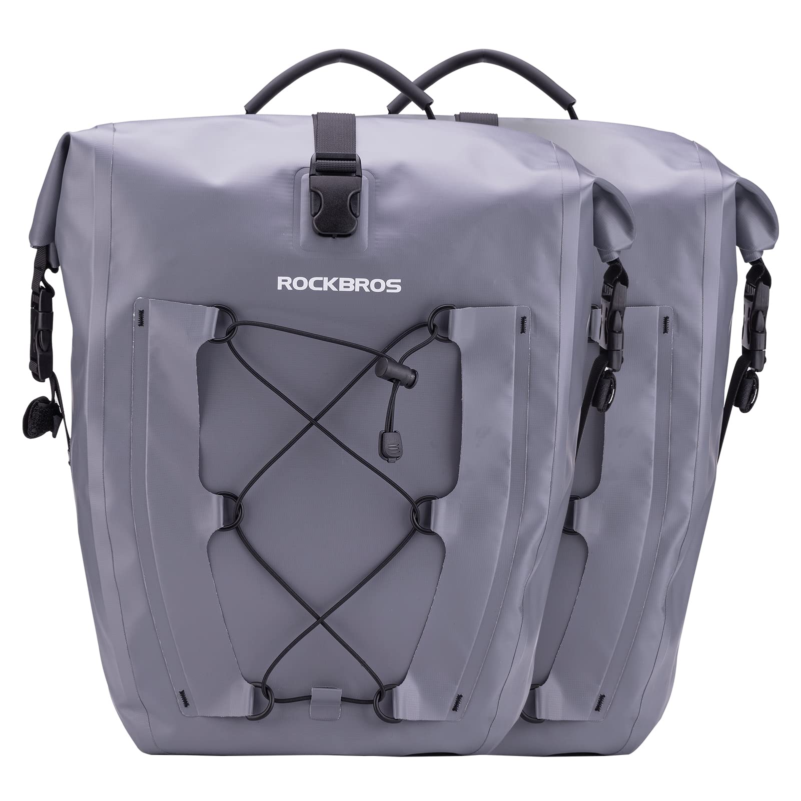 ROCKBROS Bike Pannier Bag 25L 32L 100% Waterproof Rear Rack Bike Bag #Style_Gray-2pcs
