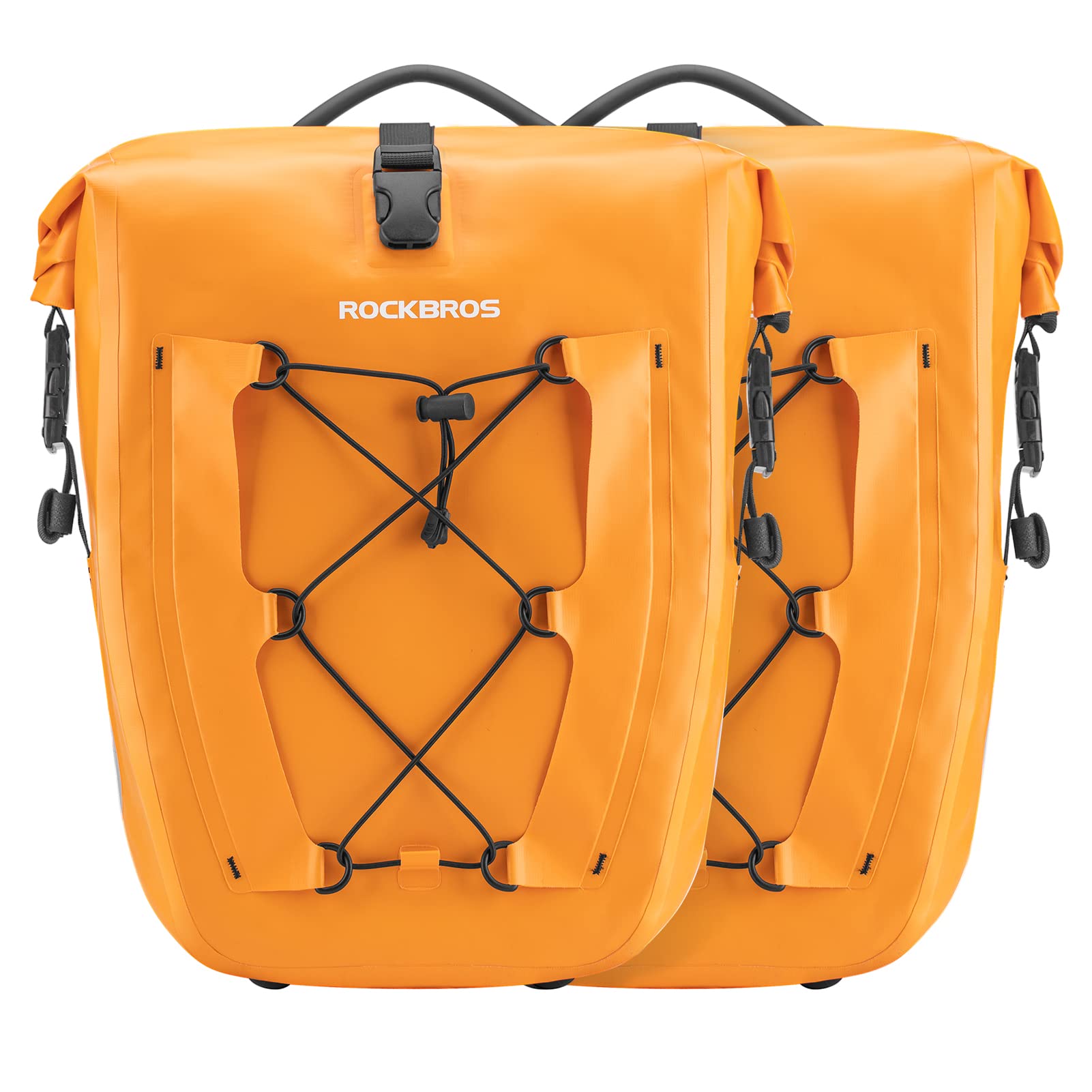 ROCKBROS Bike Pannier Bag 25L 32L 100% Waterproof Rear Rack Bike Bag #Style_Orange-2pcs
