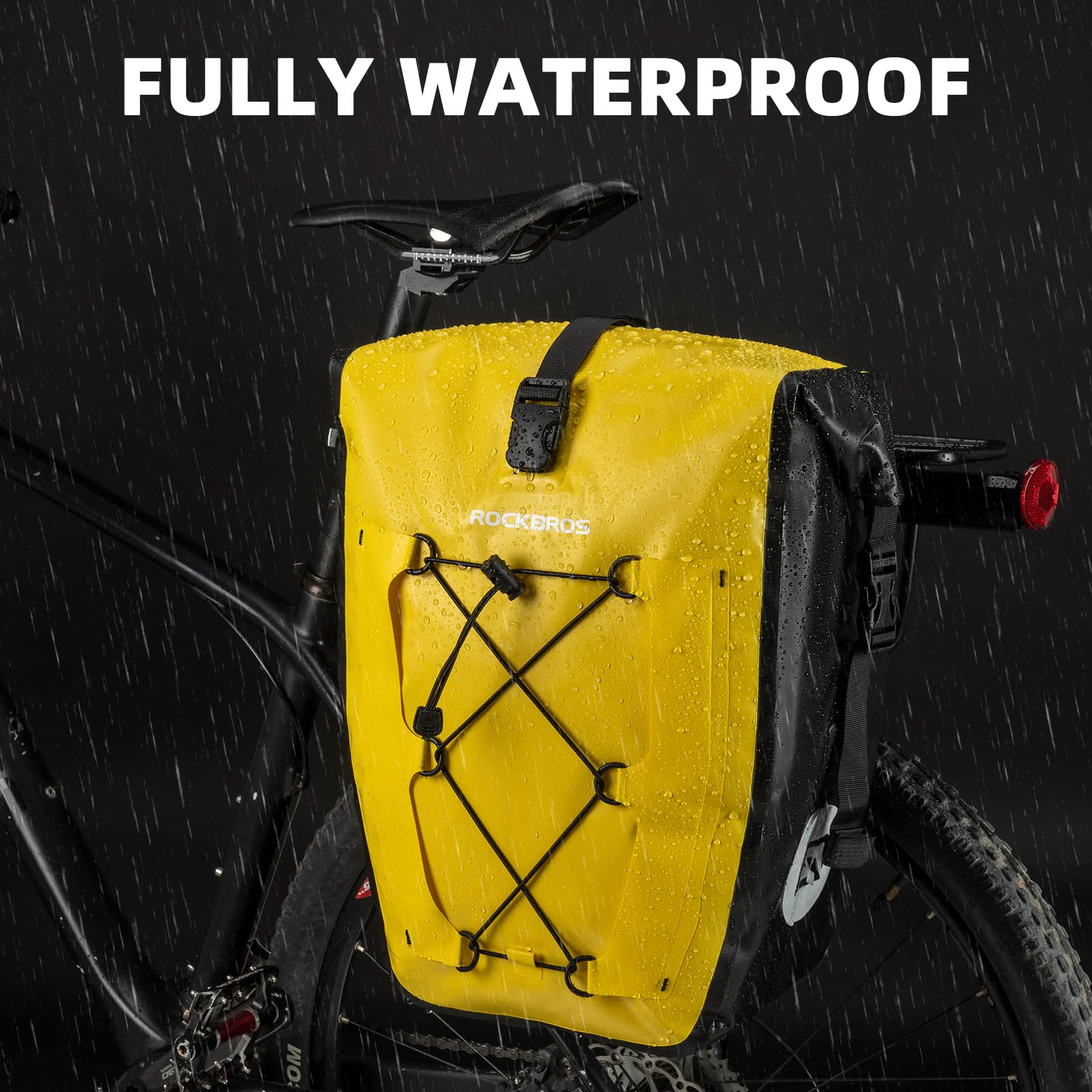 ROCKBROS Bike Pannier Bag 25L 32L 100% Waterproof Rear Rack Bike Bag #Style_Yellow