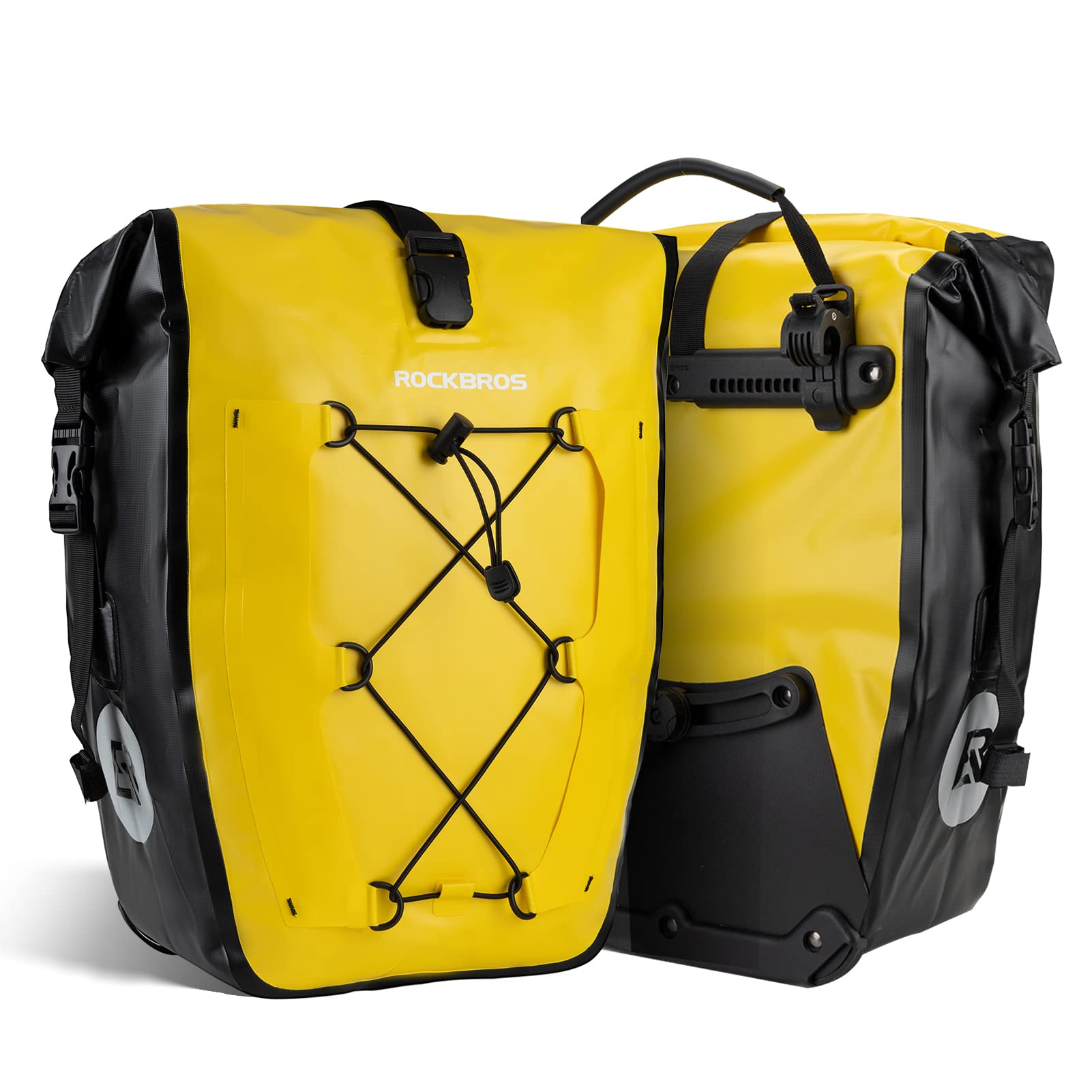 ROCKBROS Bike Pannier Bag 25L 32L 100% Waterproof Rear Rack Bike Bag #Style_Yellow-2pcs