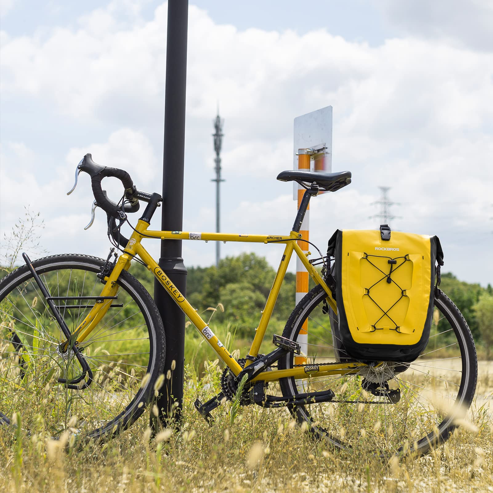 ROCKBROS Bike Pannier Bag 25L 32L 100% Waterproof Rear Rack Bike Bag #Style_Yellow-2pcs