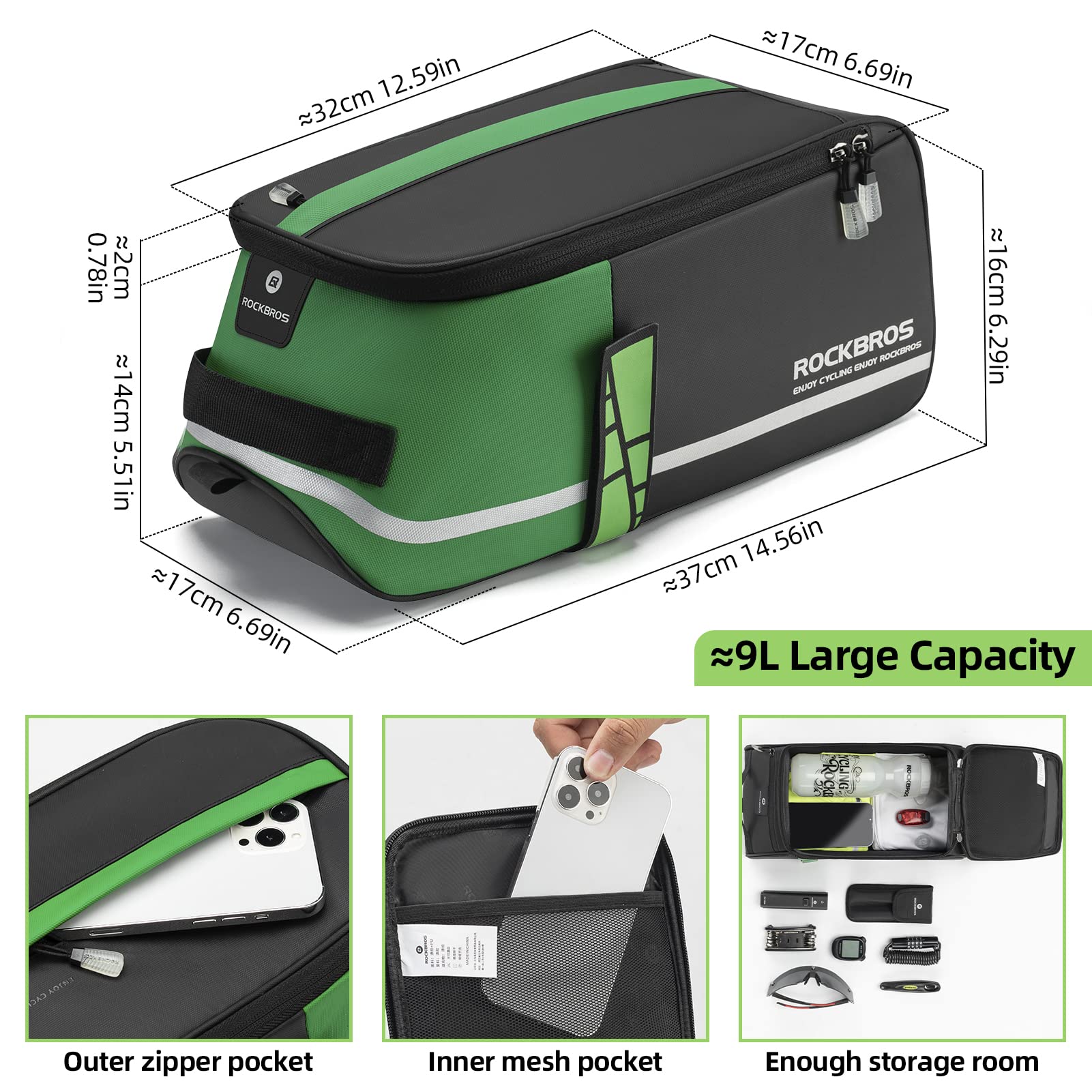 ROCKBROS Bike Pannier Bag Waterproof Rear Rack Transport Bag 9L #Style_Style 2