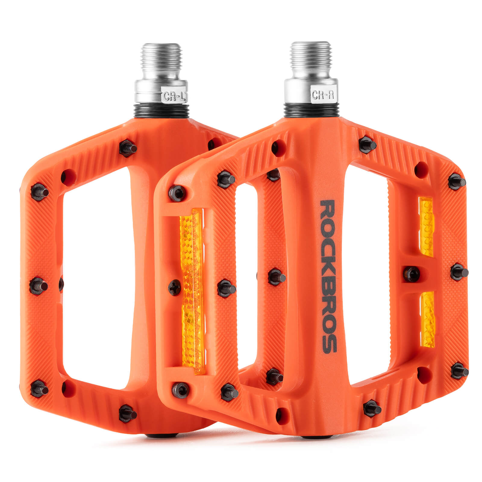 ROCKBROS BP2501 9/16 inch aluminium alloy bike pedals with anti-slip surface, durable and lightweight design.#Color_Orange