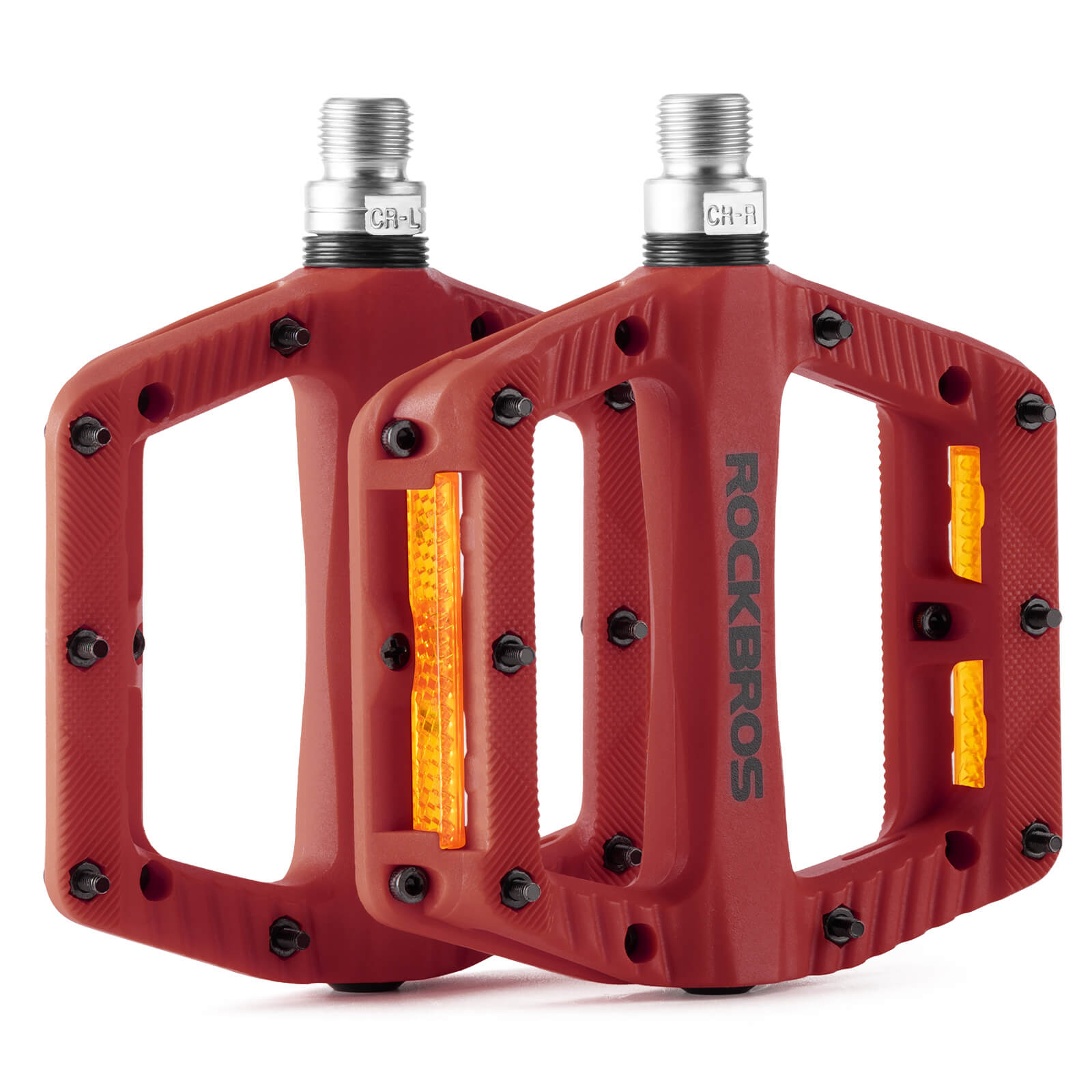 ROCKBROS BP2501 9/16 inch aluminium alloy bike pedals with anti-slip surface, durable and lightweight design.#Color_Red