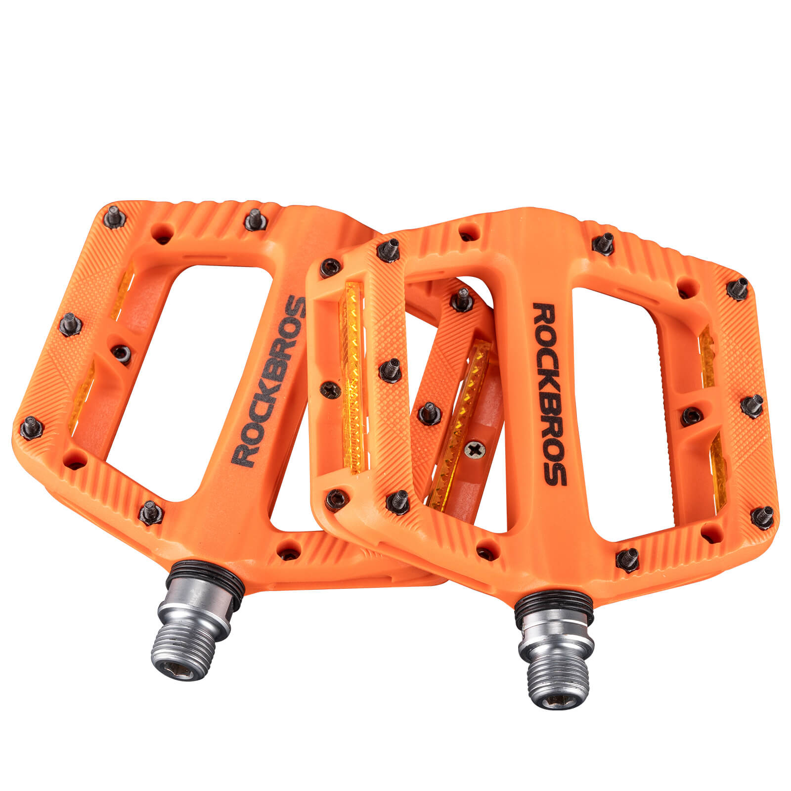 ROCKBROS BP2501 9/16 inch aluminium alloy bike pedals with anti-slip surface, durable and lightweight design.#Color_Orange