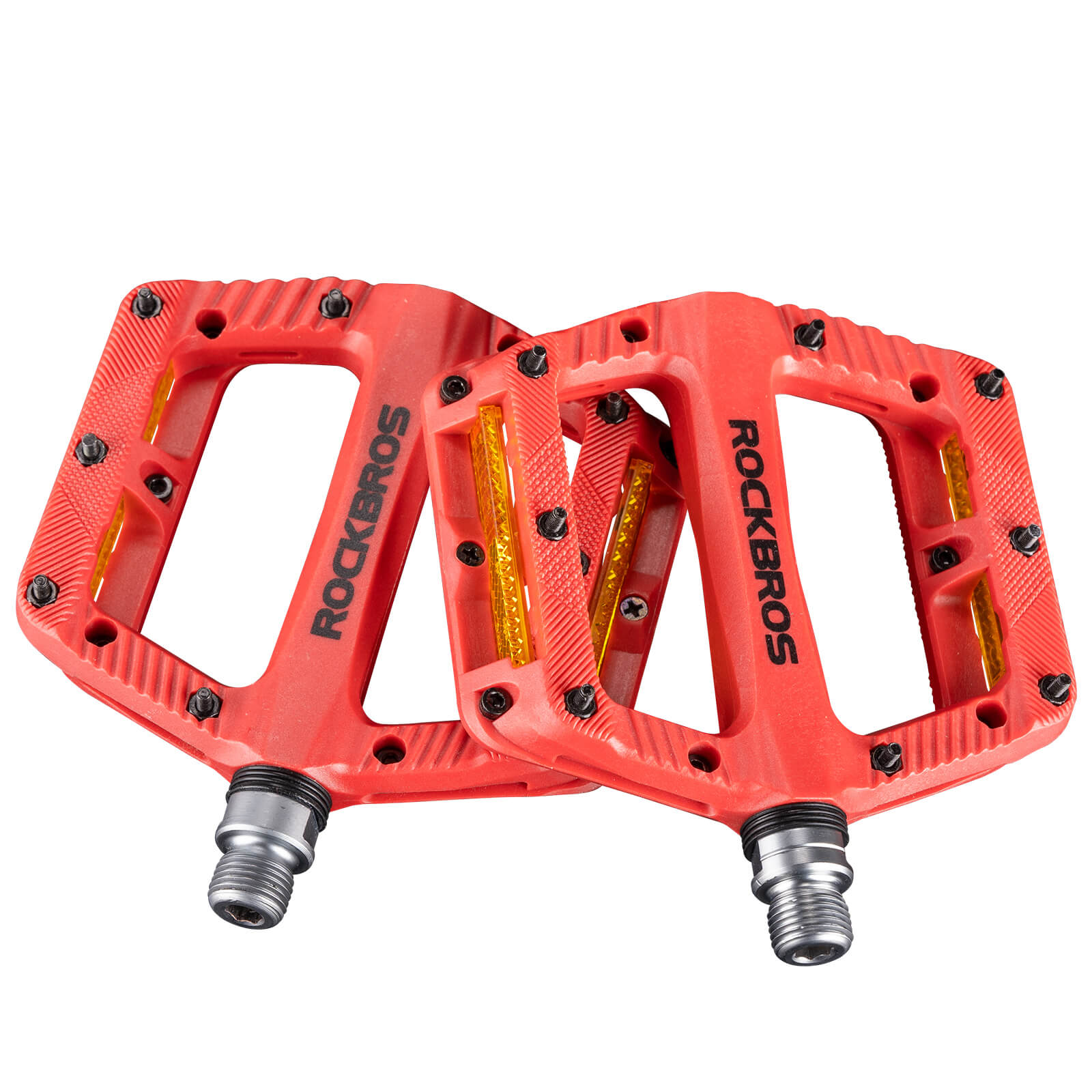 ROCKBROS BP2501 9/16 inch aluminium alloy bike pedals with anti-slip surface, durable and lightweight design.#Color_Red