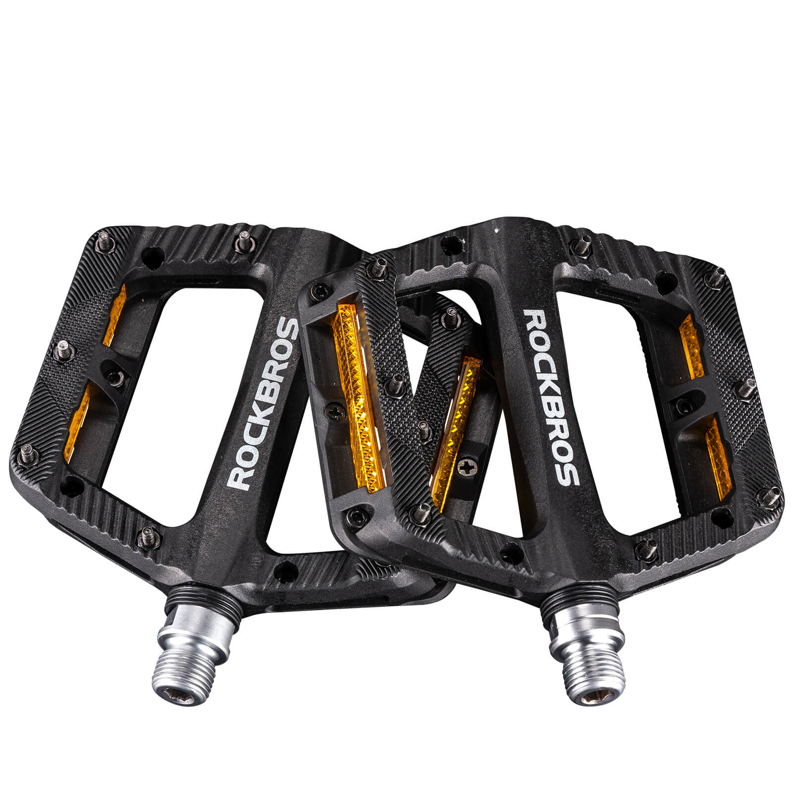ROCKBROS BP2501 9/16 inch aluminium alloy bike pedals with anti-slip surface, durable and lightweight design.#Color_Black