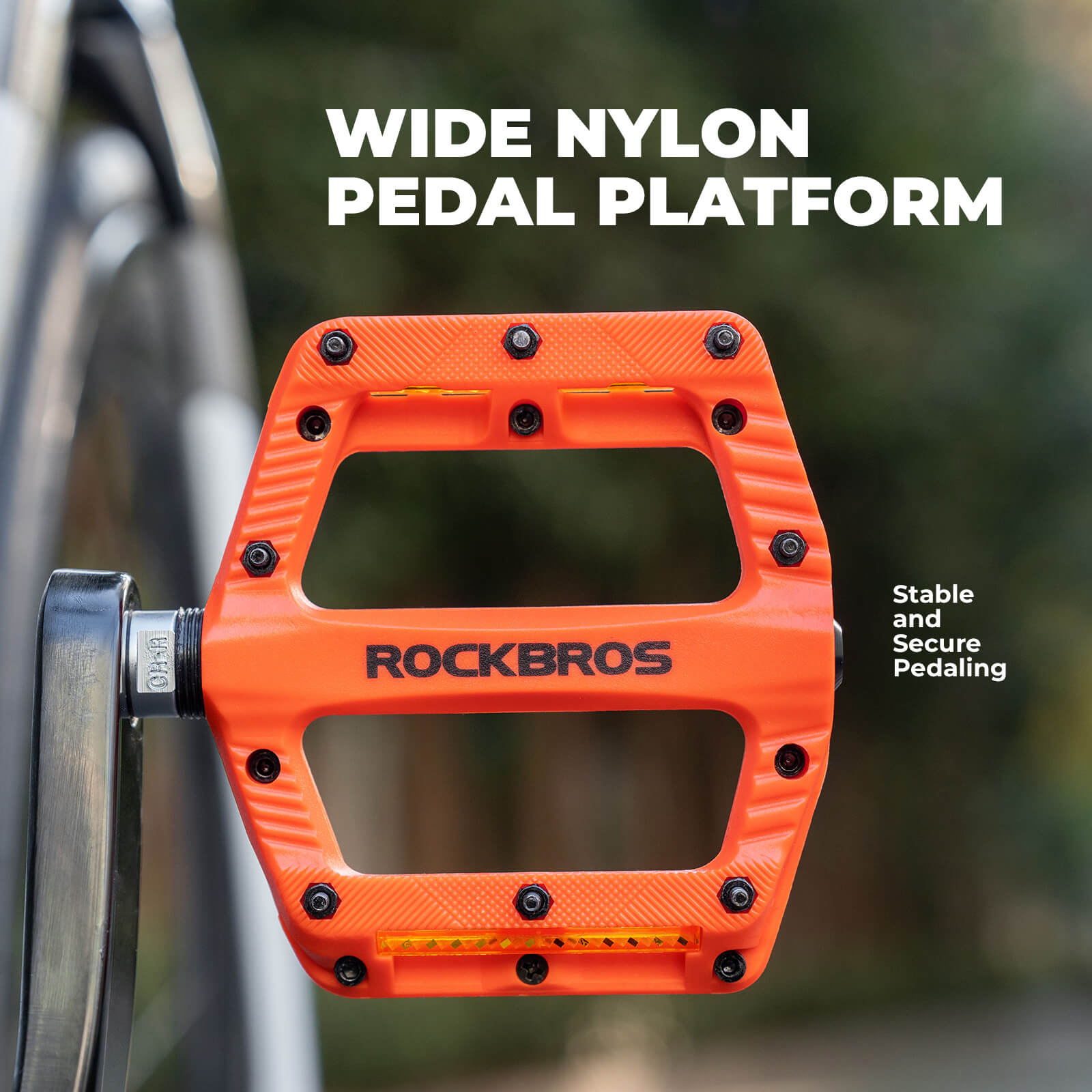 ROCKBROS BP2501 9/16 inch aluminium alloy bike pedals with anti-slip surface, durable and lightweight design.#Color_Orange