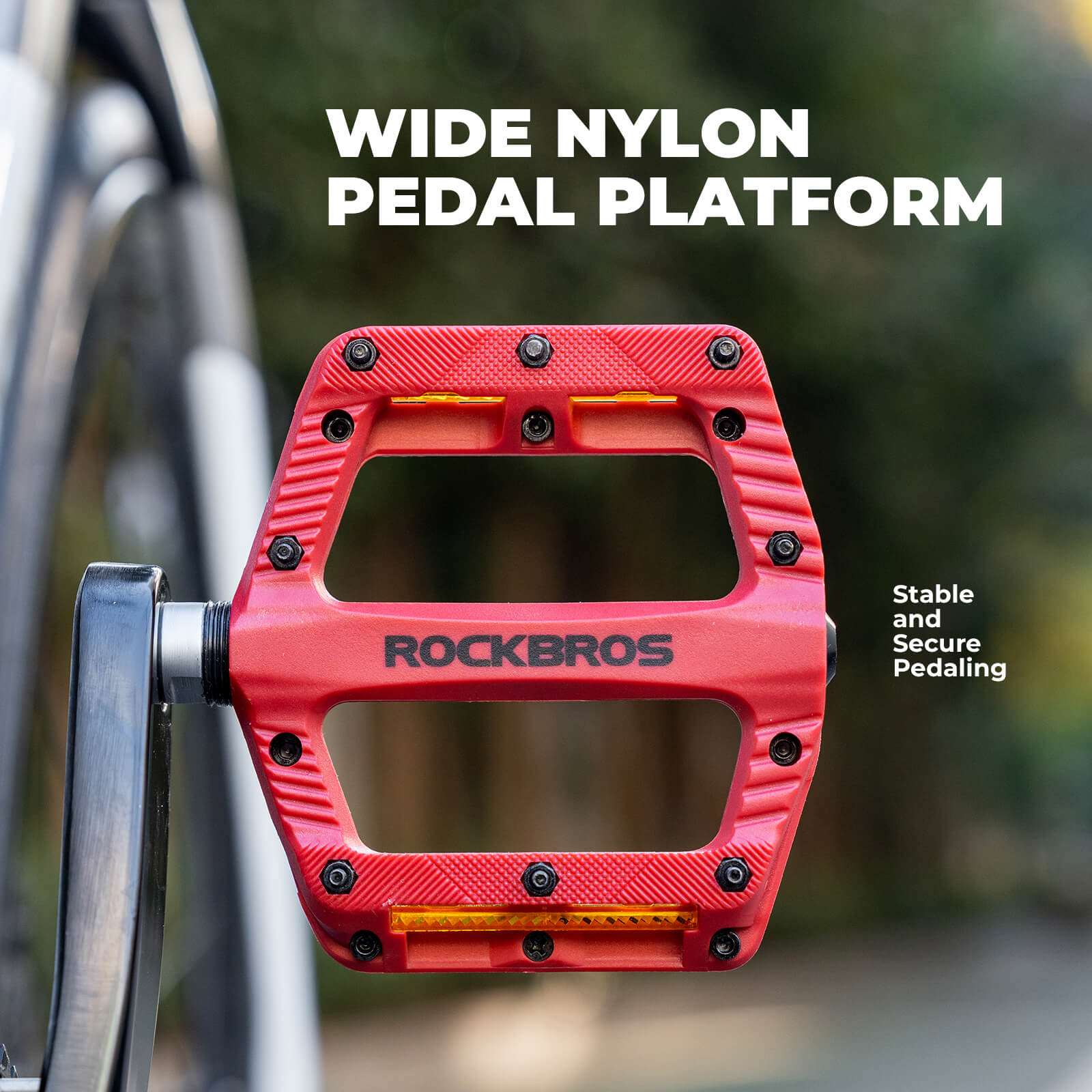 ROCKBROS BP2501 9/16 inch aluminium alloy bike pedals with anti-slip surface, durable and lightweight design.#Color_Red