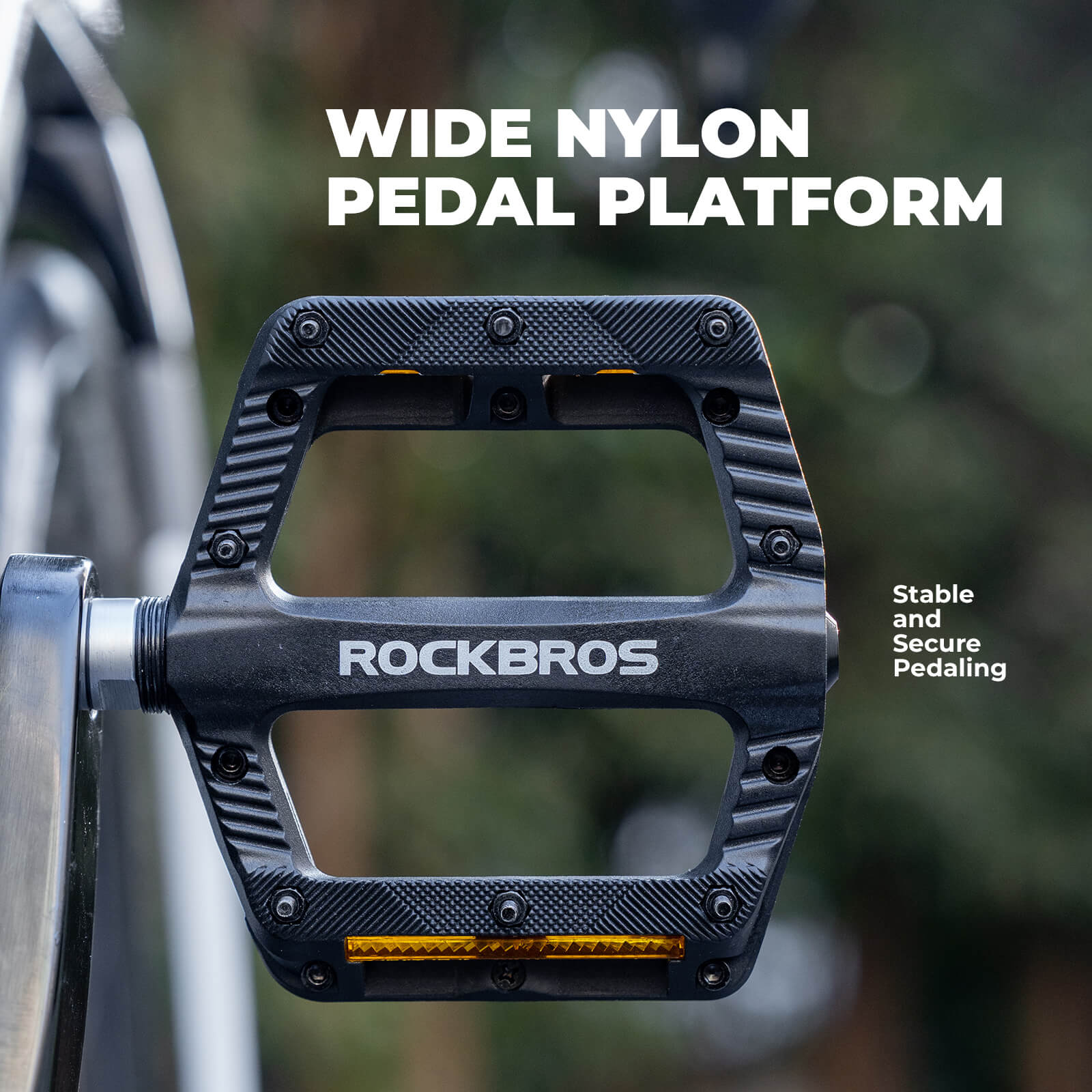 ROCKBROS BP2501 9/16 inch aluminium alloy bike pedals with anti-slip surface, durable and lightweight design.#Color_Black