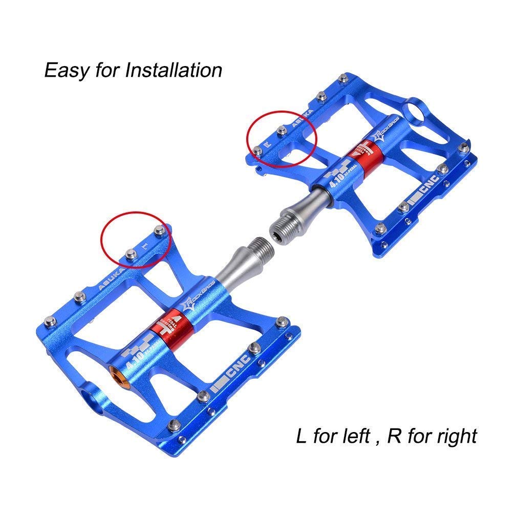 ROCKBROS Bike Pedals Aluminum Alloy Flat Pedals Wide Platform Non-Slip #Color_Blue