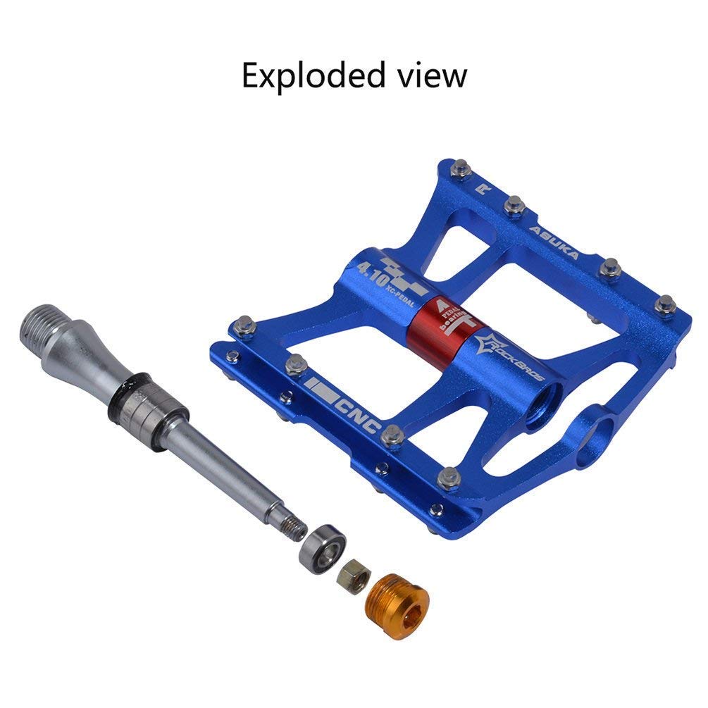 ROCKBROS Bike Pedals Aluminum Alloy Flat Pedals Wide Platform Non-Slip #Color_Blue