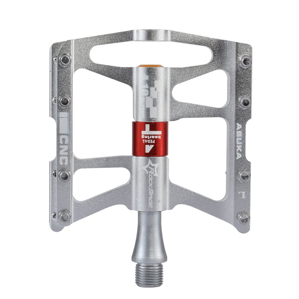 ROCKBROS Bike Pedals Aluminum Alloy Flat Pedals Wide Platform Non-Slip #Color_Silver