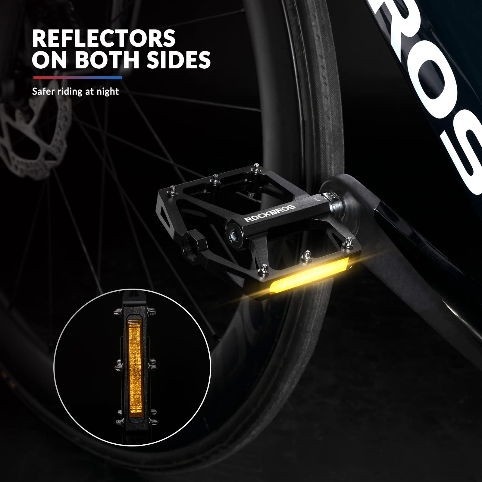 ROCKBROS Bike Pedals Aluminum Alloy Light Flat Pedals with Reflectors #Color_Blue