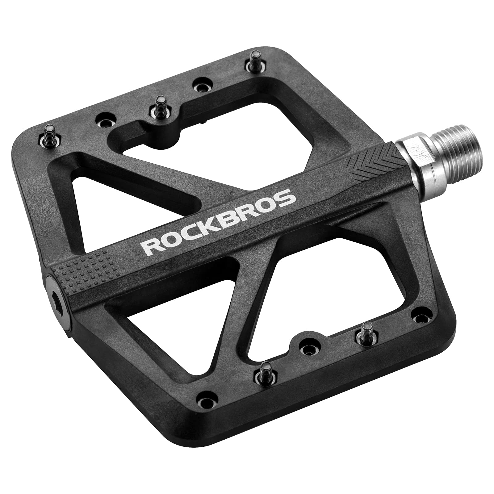 ROCKBROS Bike Pedals Nylon Fiber 9/16" Cycling Wide Platform Flat #Color_Black 2