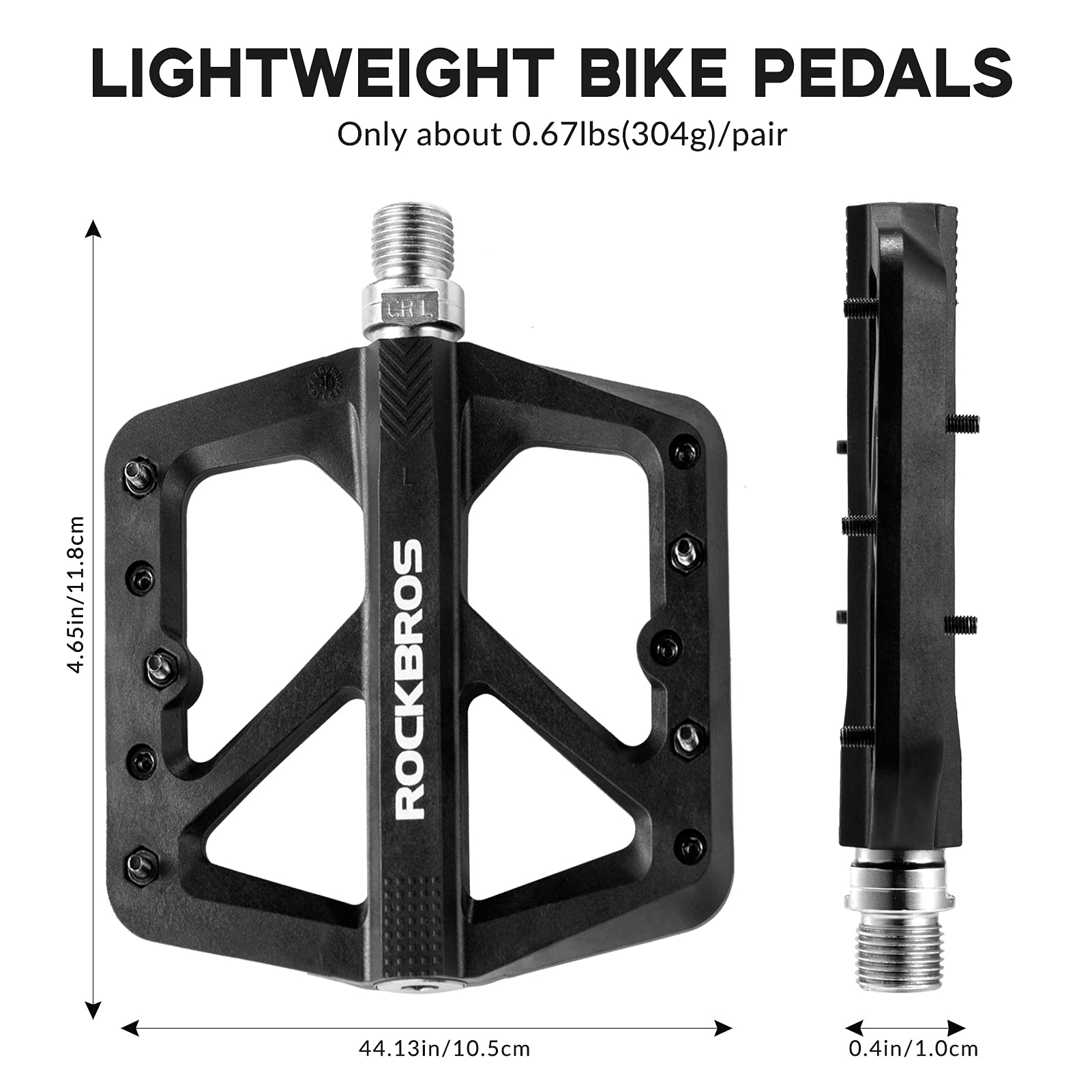 ROCKBROS Bike Pedals Nylon Fiber 9/16" Cycling Wide Platform Flat #Color_Black 2