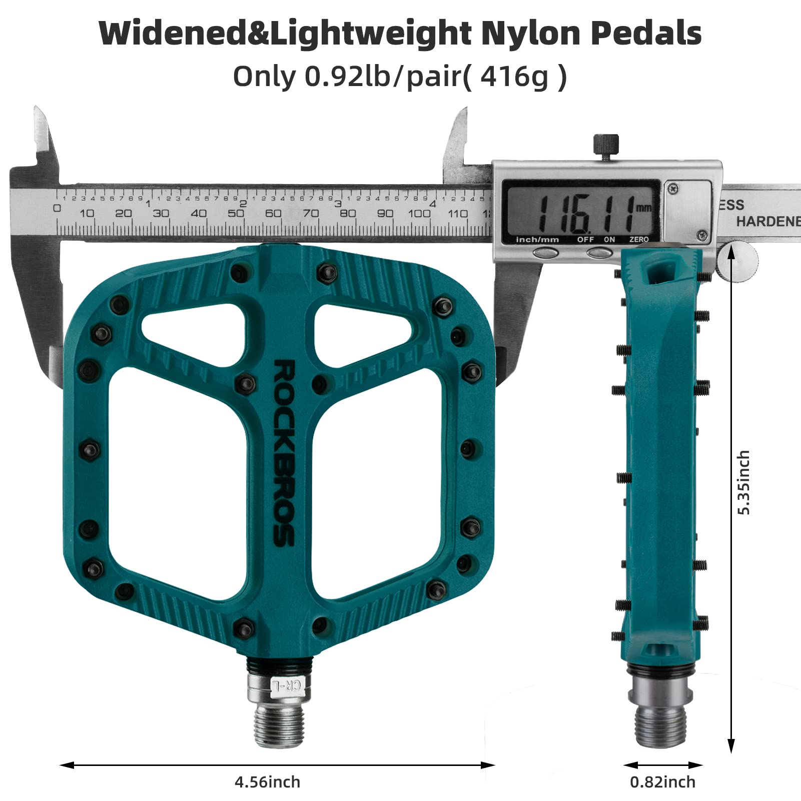 ROCKBROS Bike Pedals Nylon Fiber 9/16" Cycling Wide Platform Flat #Color_Blue