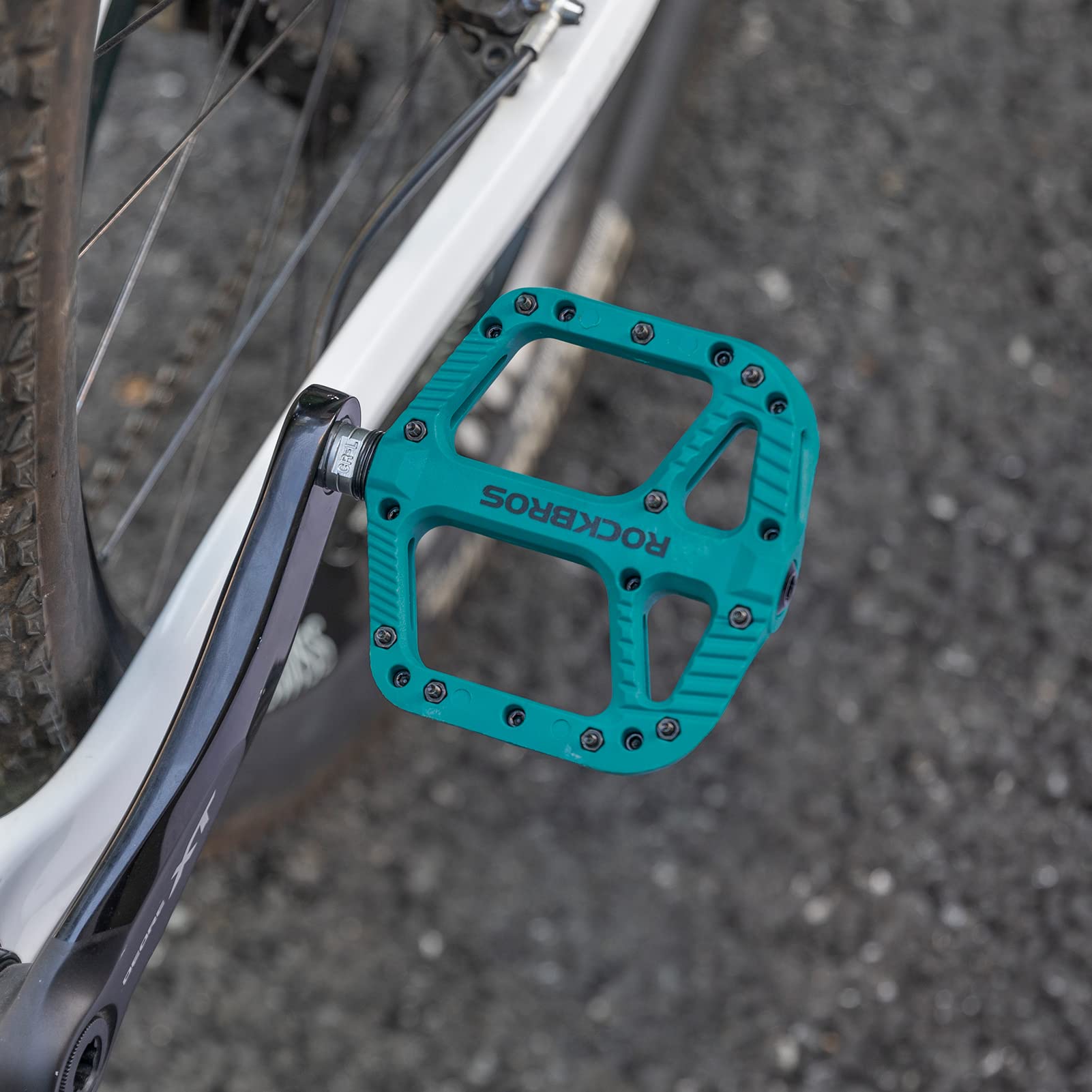 ROCKBROS Bike Pedals Nylon Fiber 9/16" Cycling Wide Platform Flat #Color_Blue