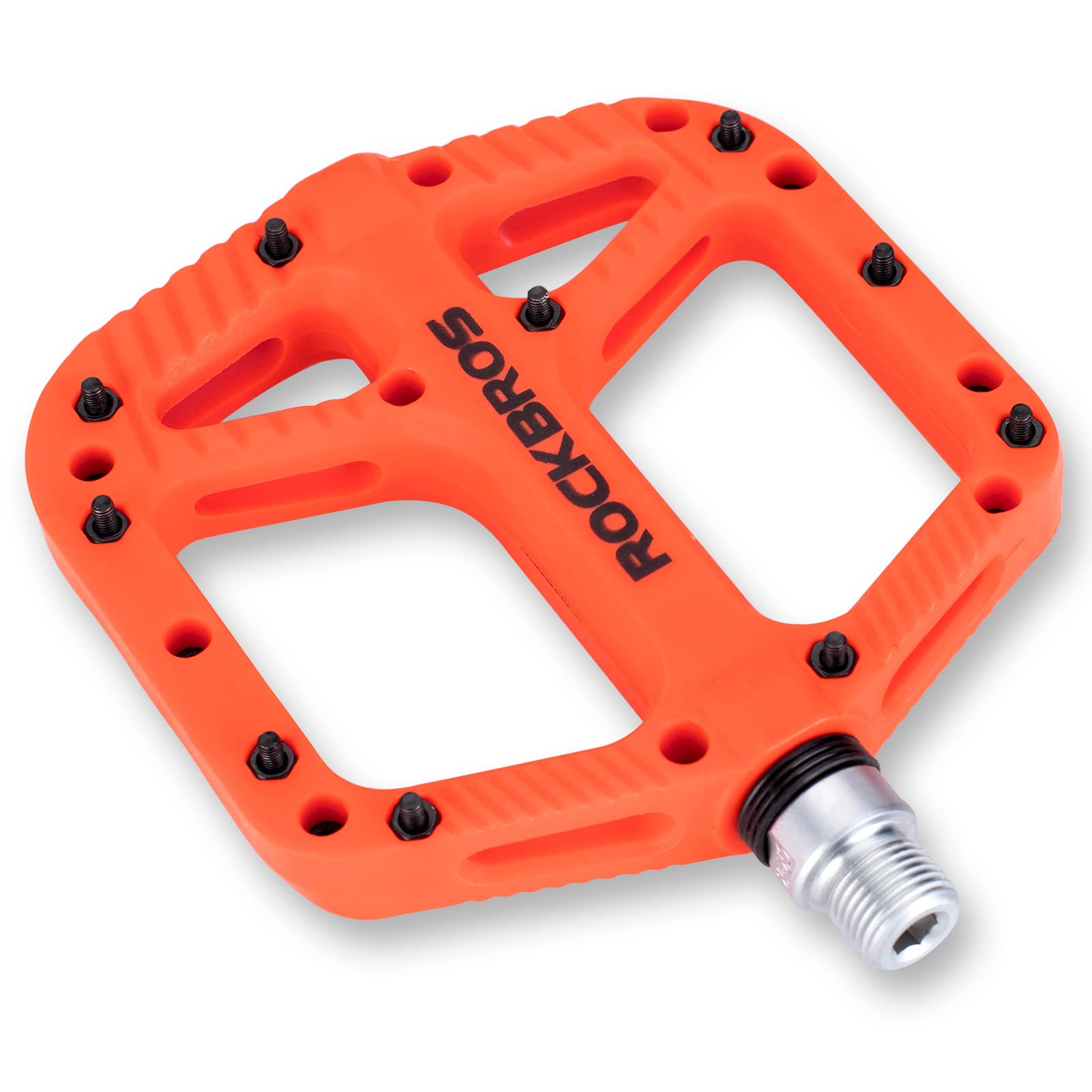 ROCKBROS Bike Pedals Nylon Fiber 9/16" Cycling Wide Platform Flat #Color_Orange