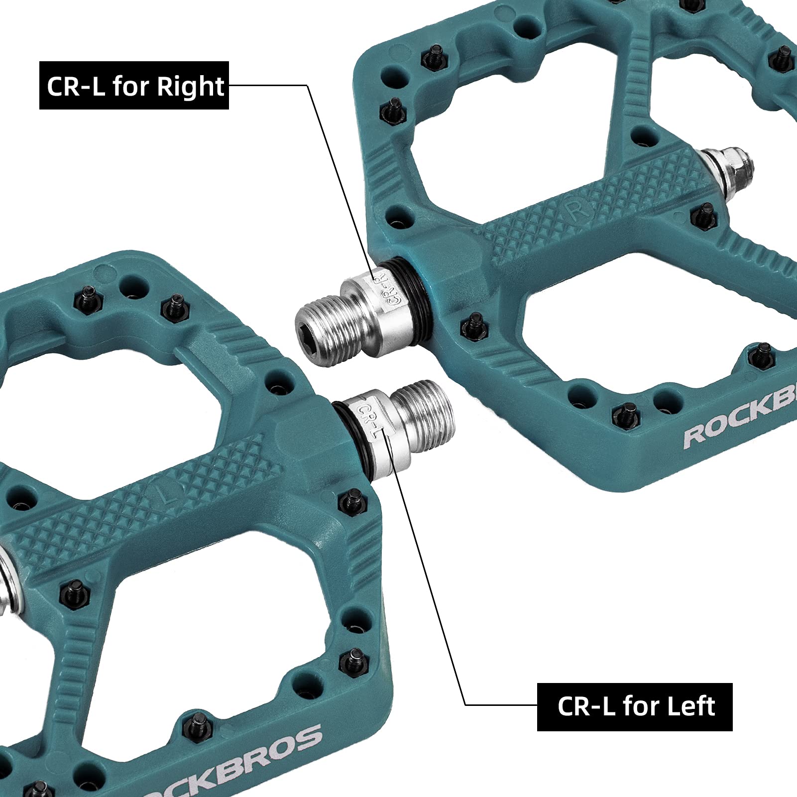 ROCKBROS Bike Pedals Nylon MTB Pedals Non-Slip Wear-Resistant (Pair) #Color_Blue