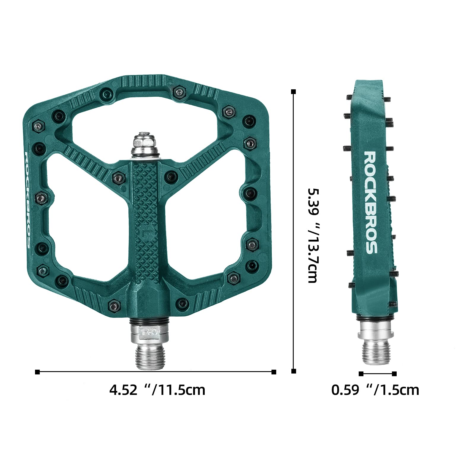 ROCKBROS Bike Pedals Nylon MTB Pedals Non-Slip Wear-Resistant (Pair) #Color_Blue