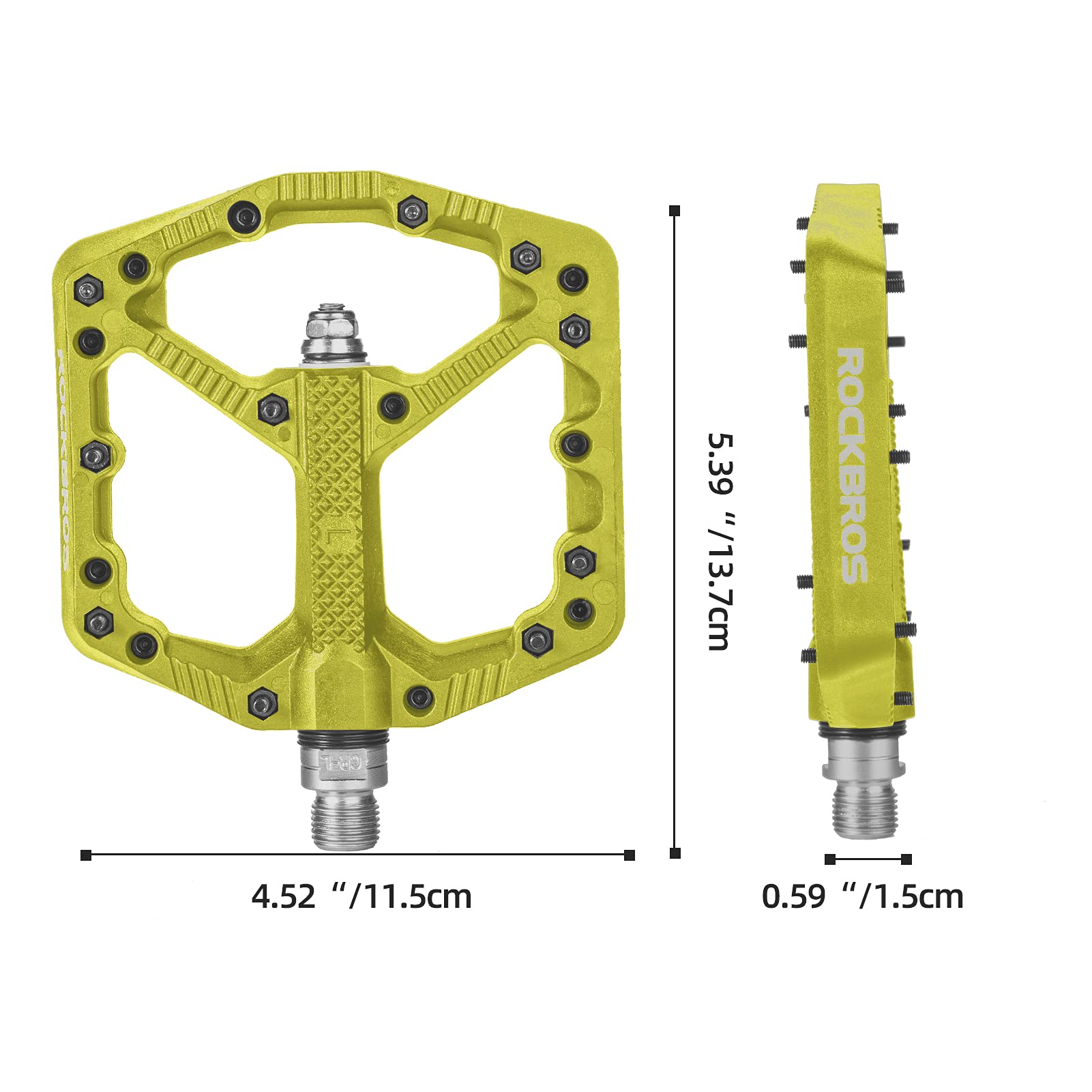 ROCKBROS Bike Pedals Nylon MTB Pedals Non-Slip Wear-Resistant (Pair) #Color_Yellow