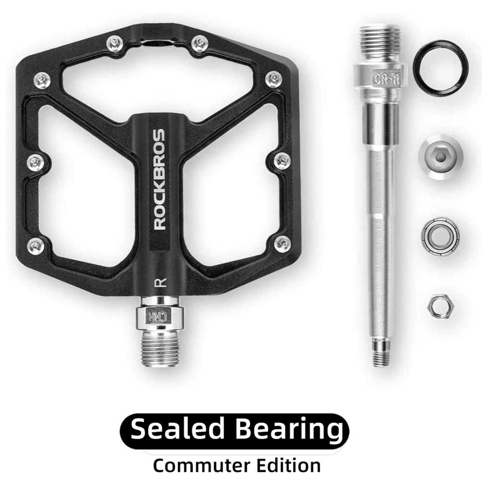 ROCKBROS Bike Pedals Ultra Lightweight Flat Pedals 9/16 Inch (Pair) #Color_Black