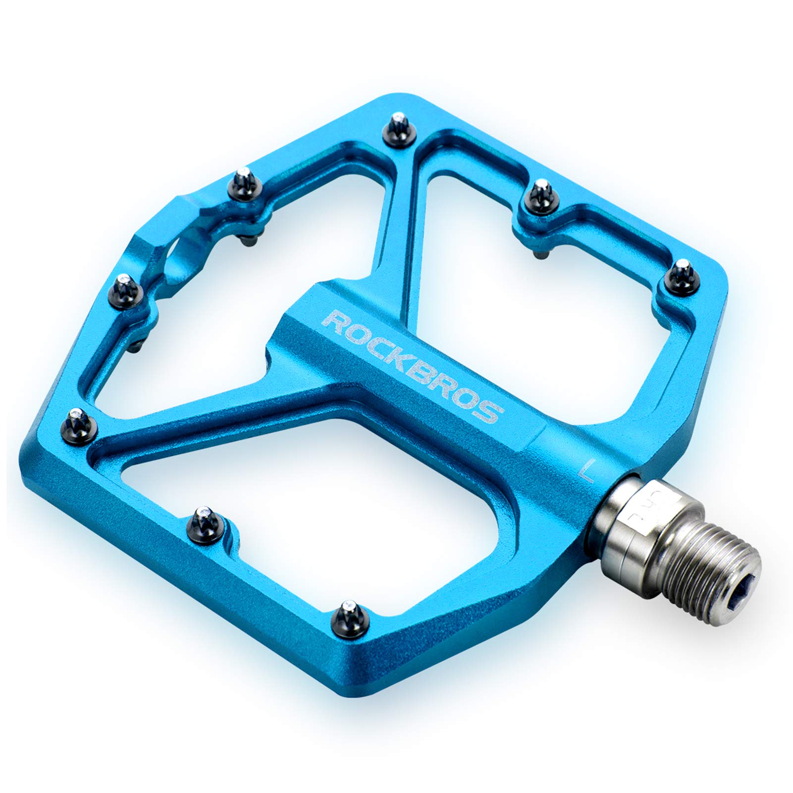 ROCKBROS Bike Pedals Ultra Lightweight Flat Pedals 9/16 Inch (Pair) #Color_Blue