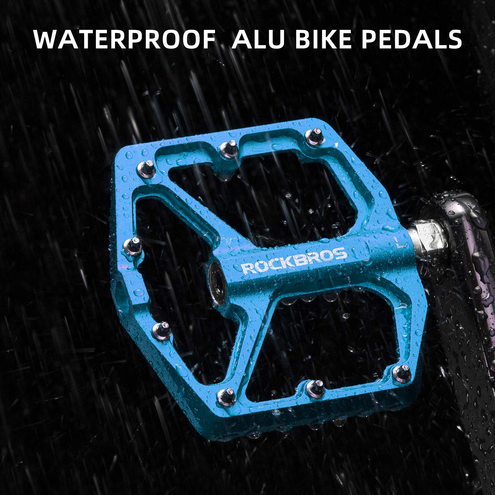 ROCKBROS Bike Pedals Ultra Lightweight Flat Pedals 9/16 Inch (Pair) #Color_Blue