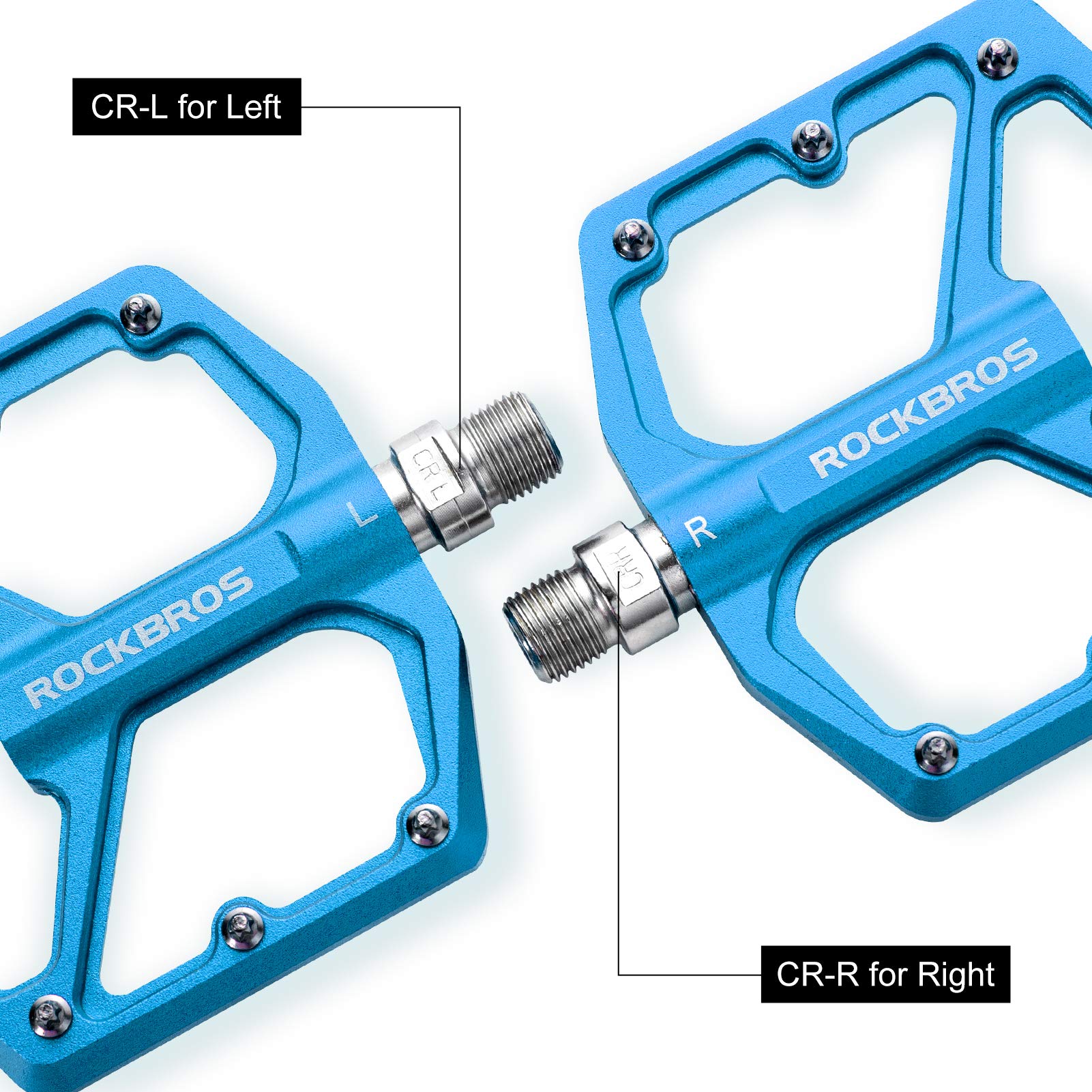 ROCKBROS Bike Pedals Ultra Lightweight Flat Pedals 9/16 Inch (Pair) #Color_Blue