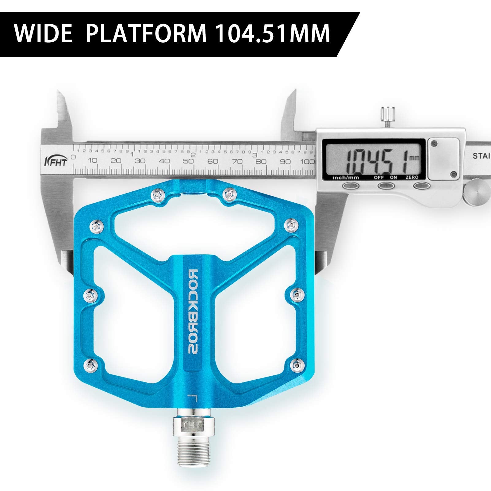 ROCKBROS Bike Pedals Ultra Lightweight Flat Pedals 9/16 Inch (Pair) #Color_Blue