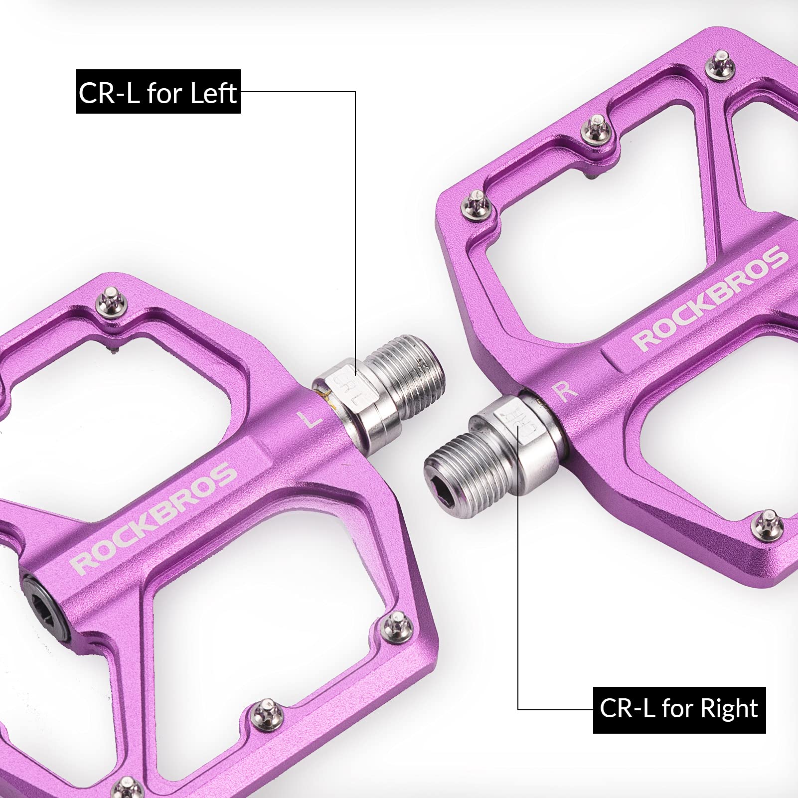 ROCKBROS Bike Pedals Ultra Lightweight Flat Pedals 9/16 Inch (Pair) #Color_Purple