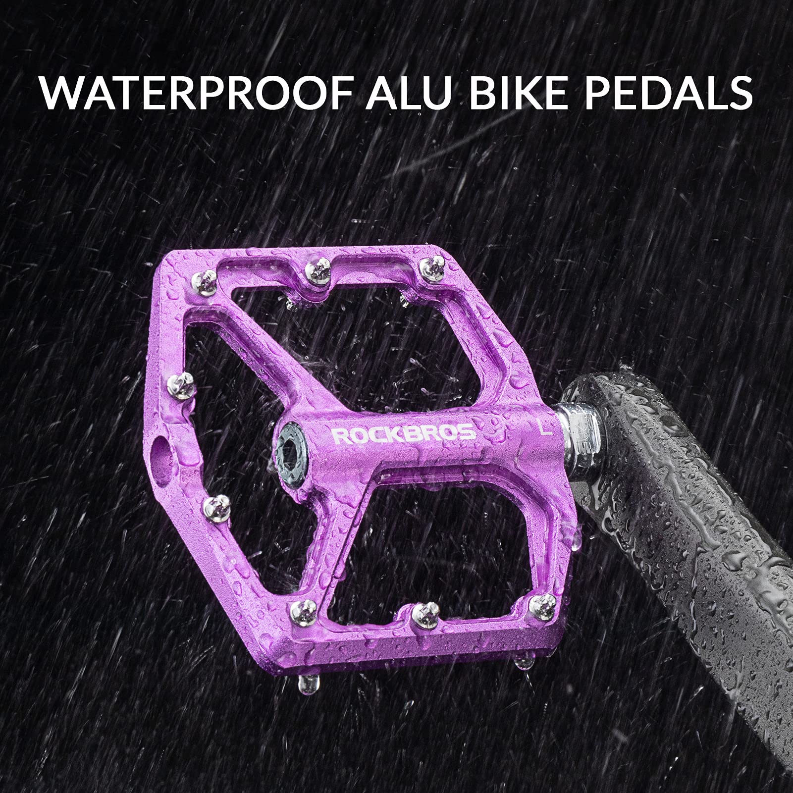 ROCKBROS Bike Pedals Ultra Lightweight Flat Pedals 9/16 Inch (Pair) #Color_Purple