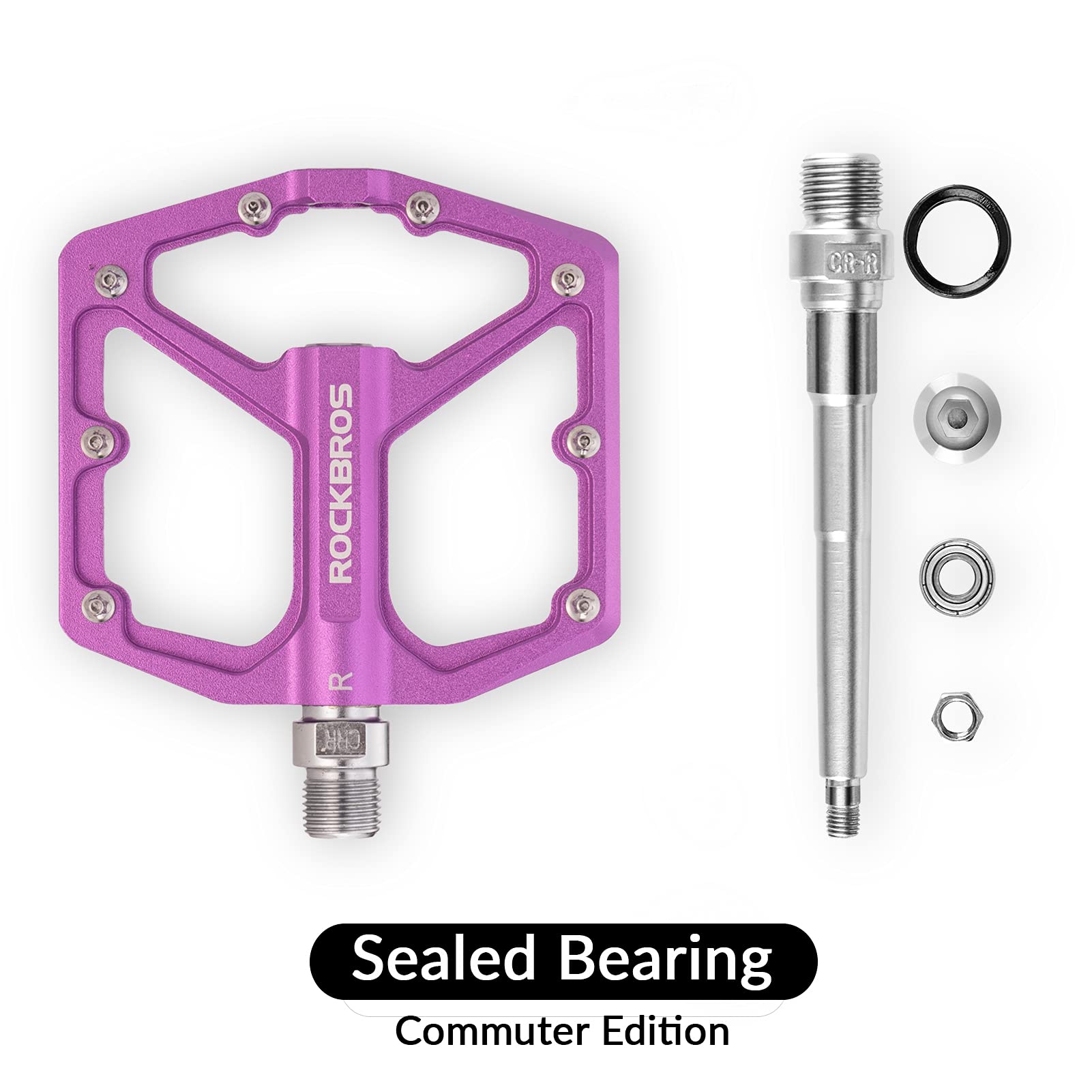 ROCKBROS Bike Pedals Ultra Lightweight Flat Pedals 9/16 Inch (Pair) #Color_Purple