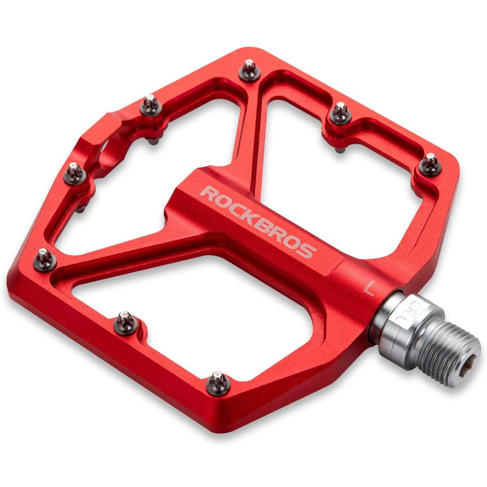 ROCKBROS Bike Pedals Ultra Lightweight Flat Pedals 9/16 Inch (Pair) #Color_Red